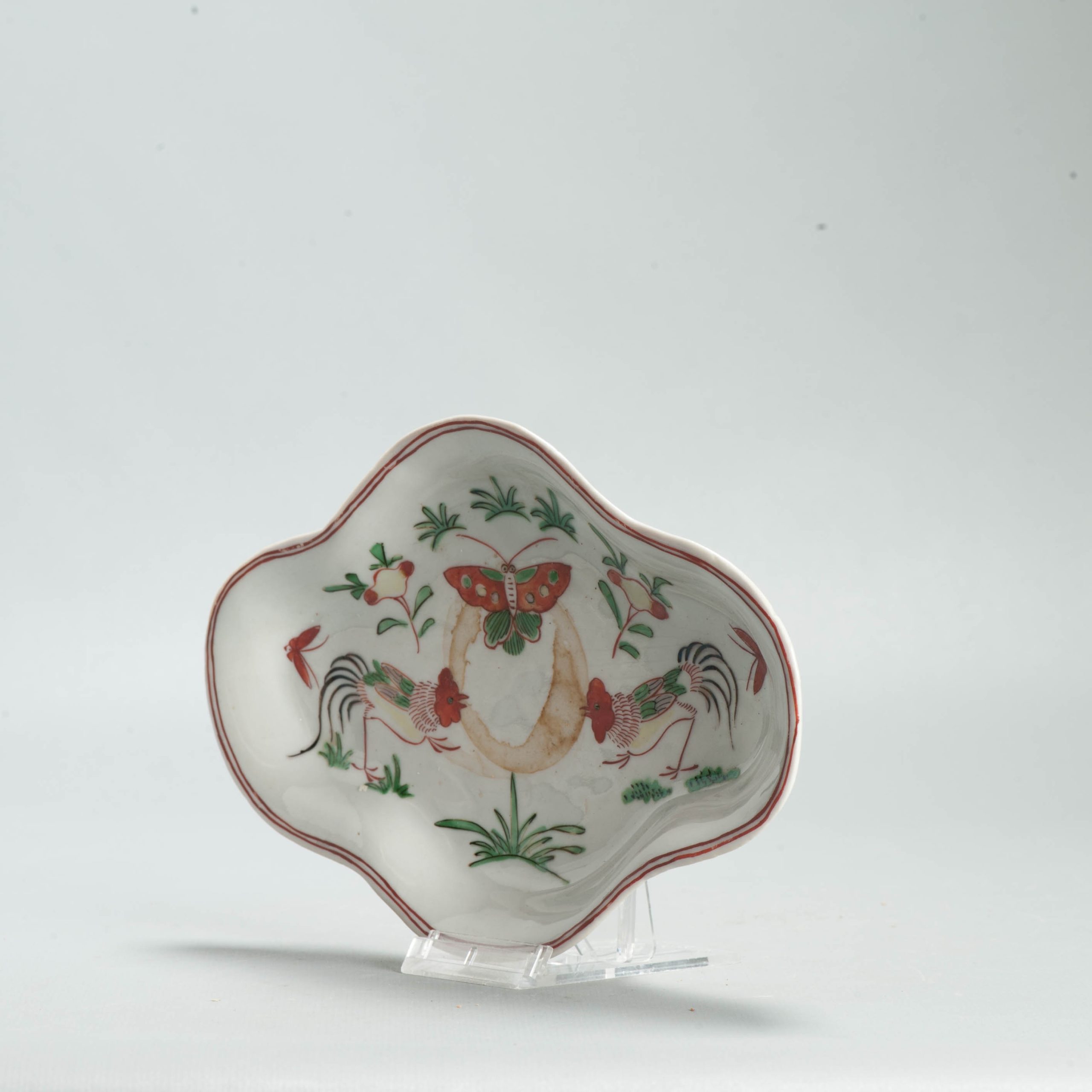 Rare Antique 17th C Japanese Ko Akae dish Kosometsuke Marked Japan Porcelain - 图片 14