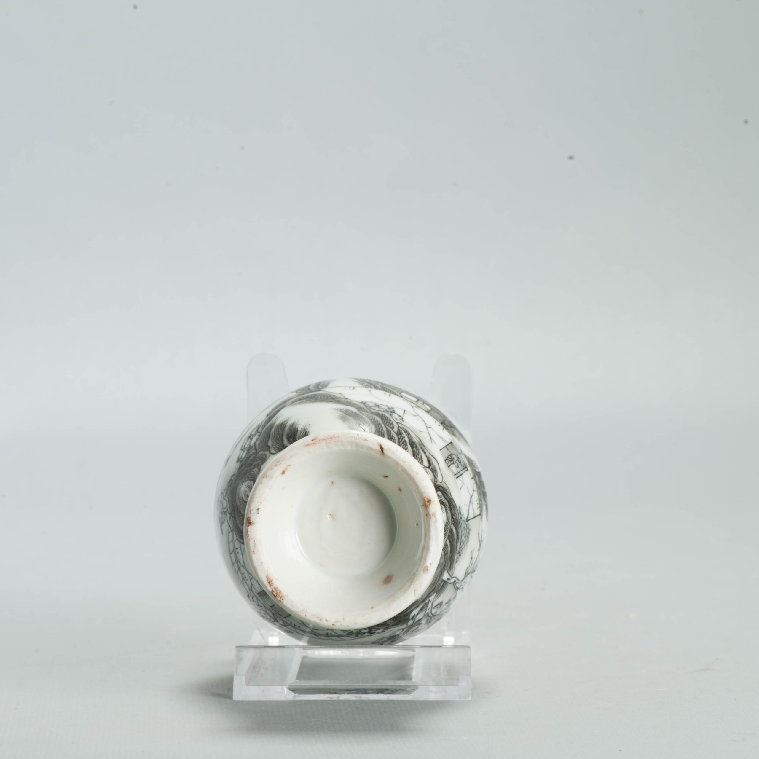 Antique 1730-1750 Chinese Porcelain TeaCaddy China Encre de Chine Landscape - Image 7