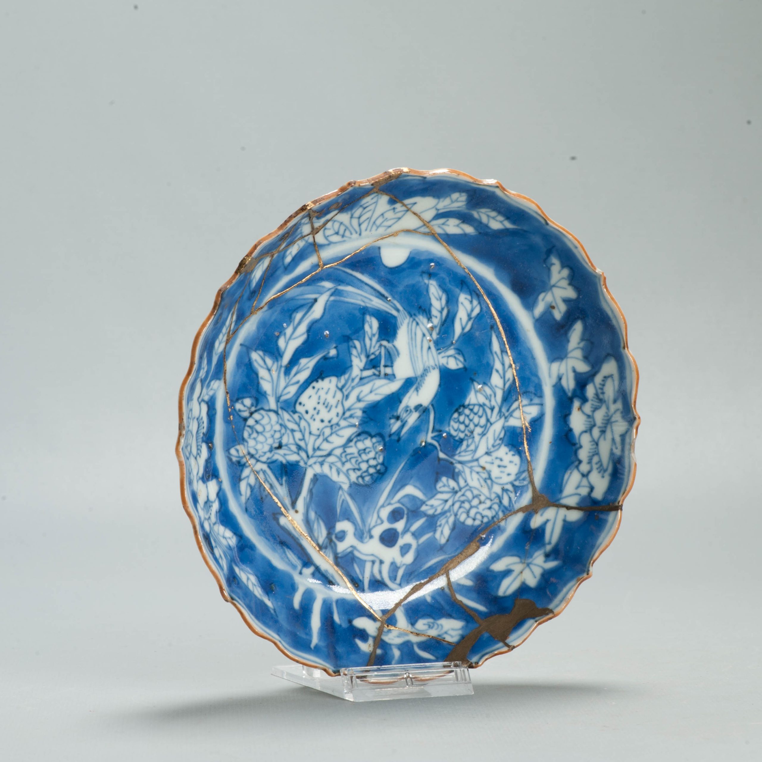 Antique Late Ming Kintsugi 17th c Chinese Porcelain China Dish Scholar Literati - Image 5