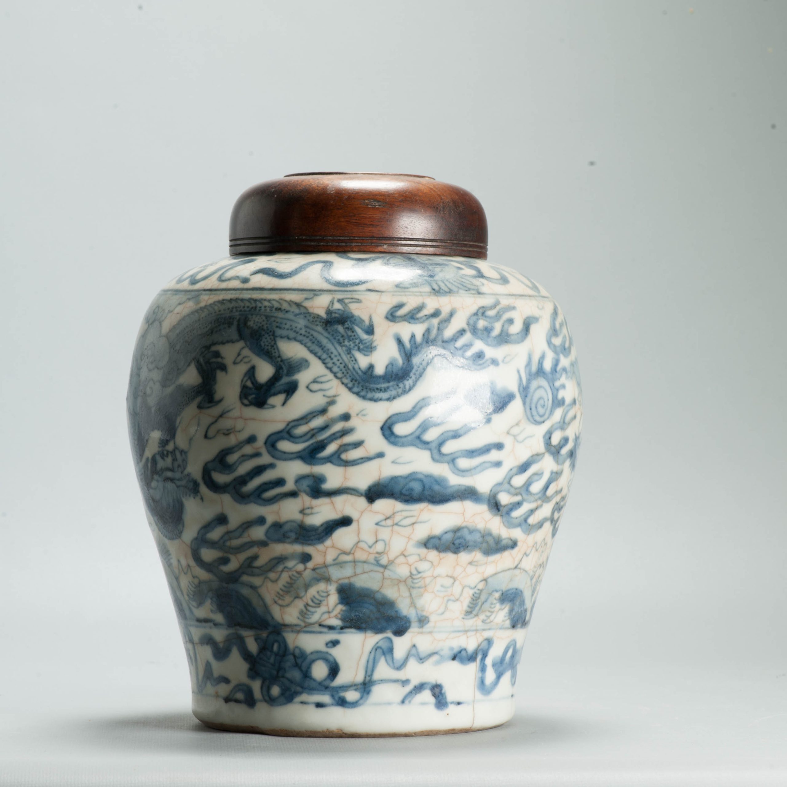 Antique Ming Wanli Chinese Swatow Zhangzhou Porcelain Jar Dragons Foo Lions - Image 7