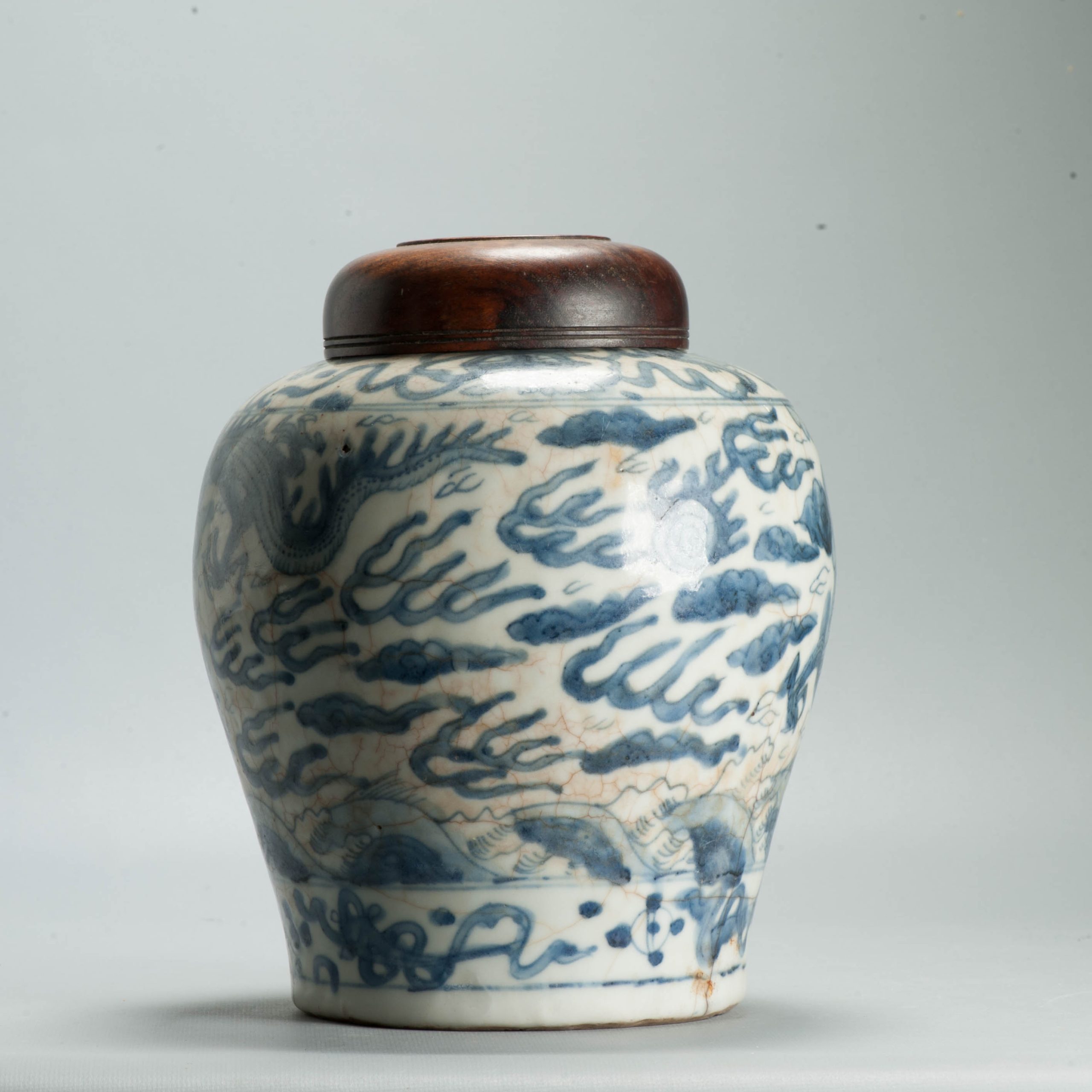 Antique Ming Wanli Chinese Swatow Zhangzhou Porcelain Jar Dragons Foo Lions - Image 13