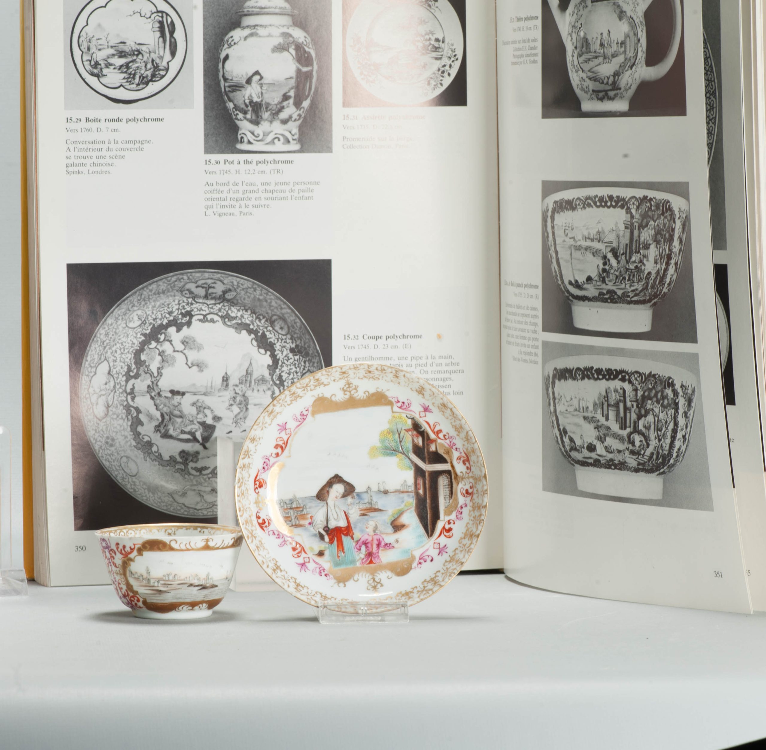 Antique ca 1740-50 Chinese Export Porcelain Saucer Meissen Style European Scene