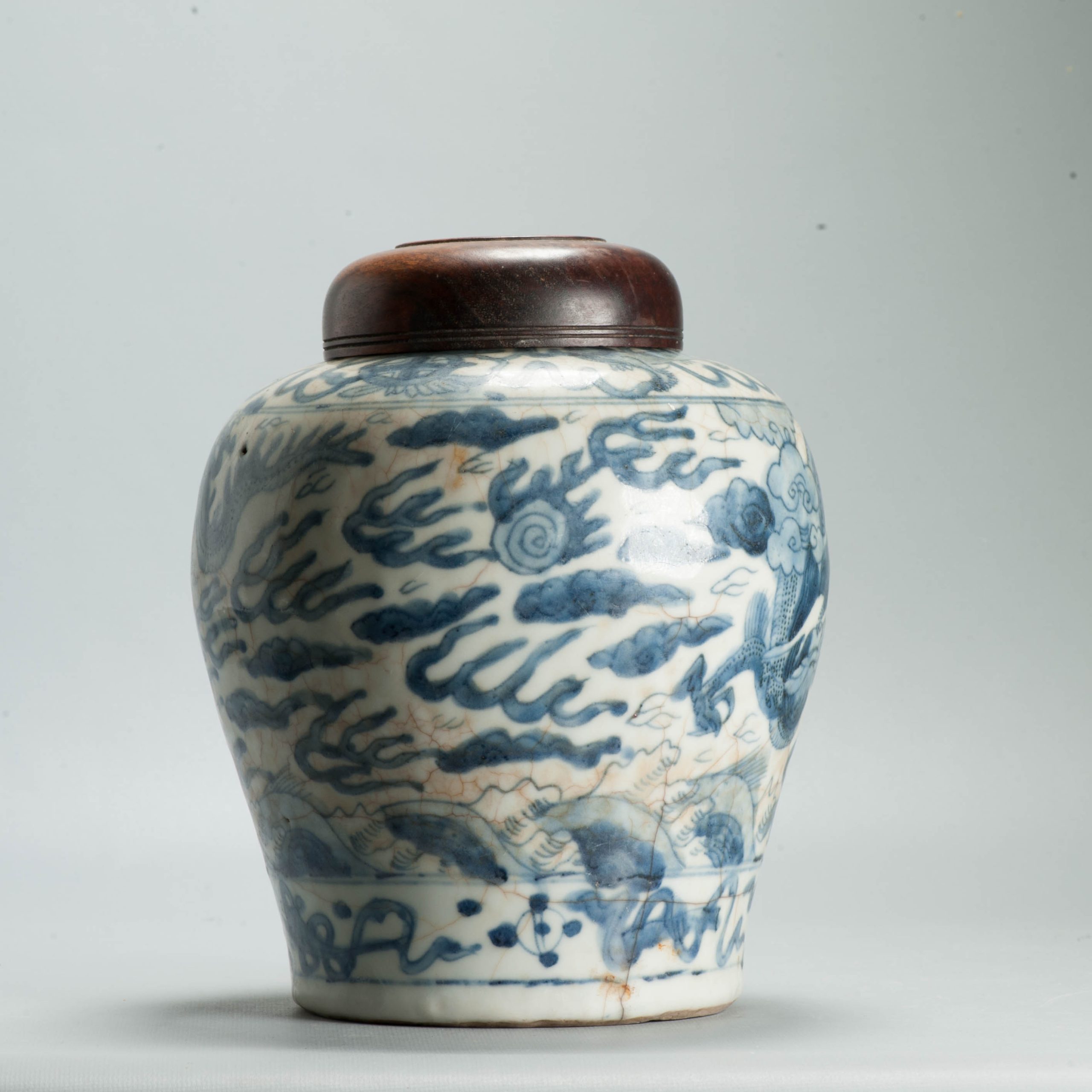 Antique Ming Wanli Chinese Swatow Zhangzhou Porcelain Jar Dragons Foo Lions - Image 12