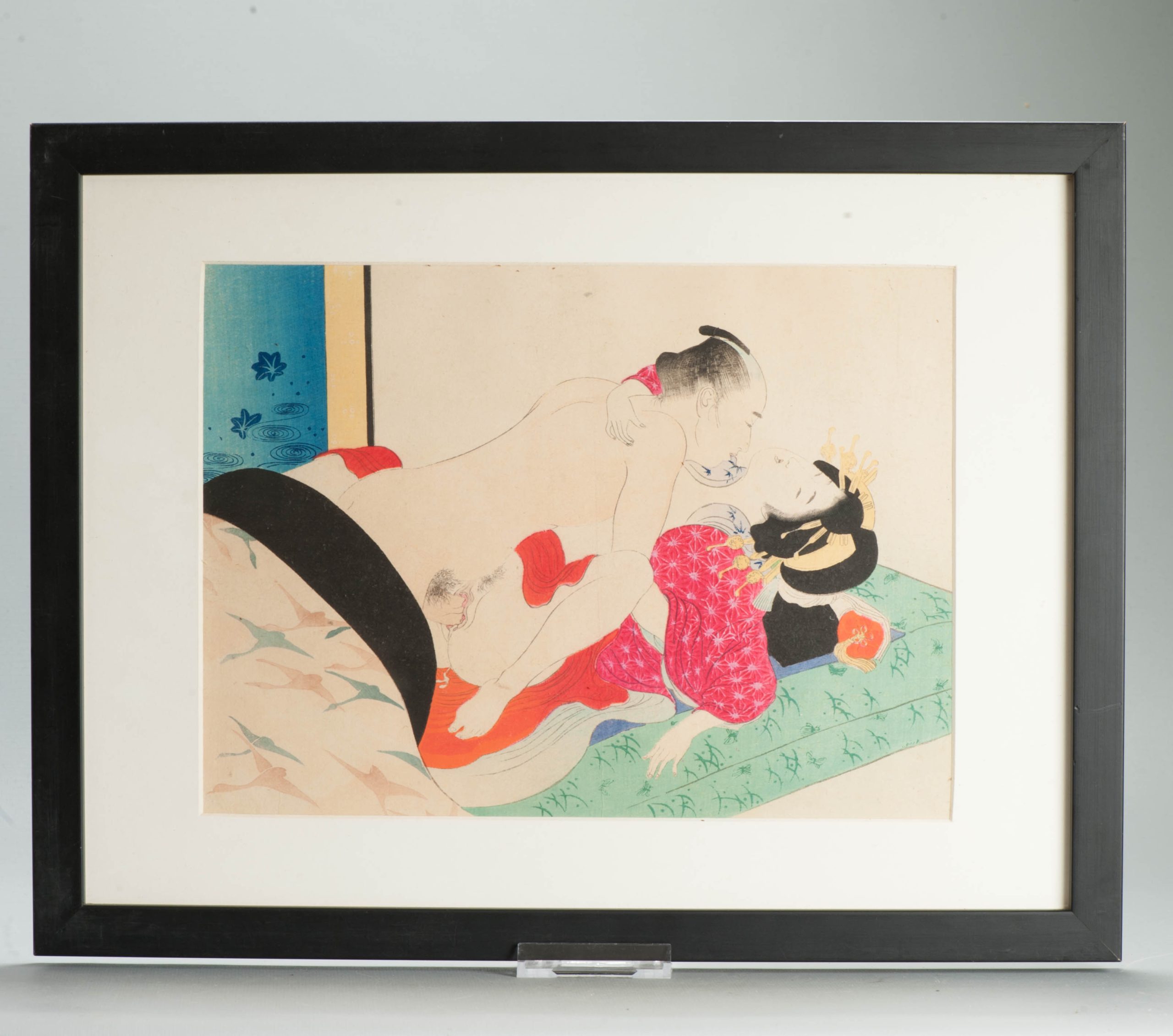 Antique Japanese Woodblock Shunga – Tomioka Eisen – 19th century