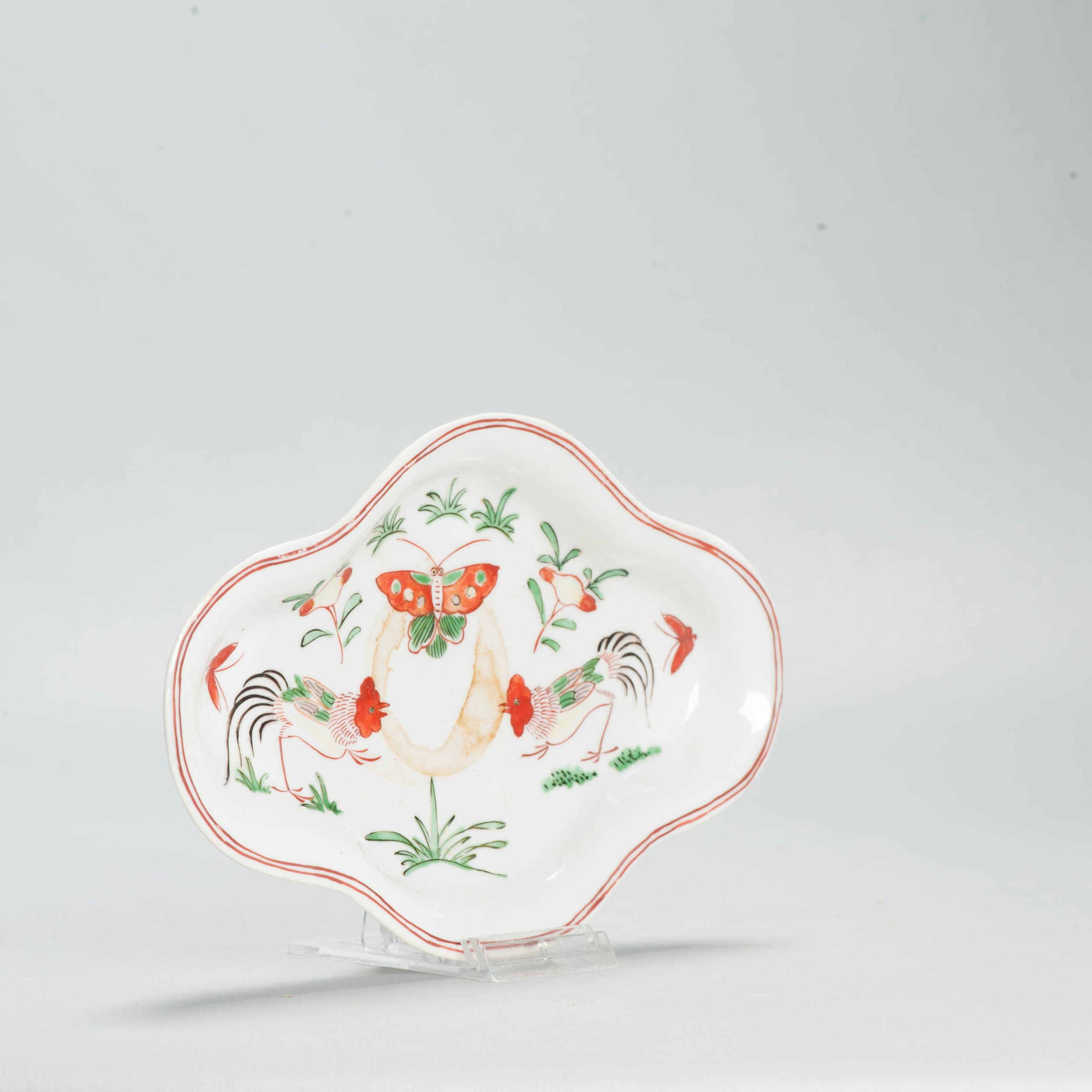 Rare Antique 17th C Japanese Ko Akae dish Kosometsuke Marked Japan Porcelain - 图片 5