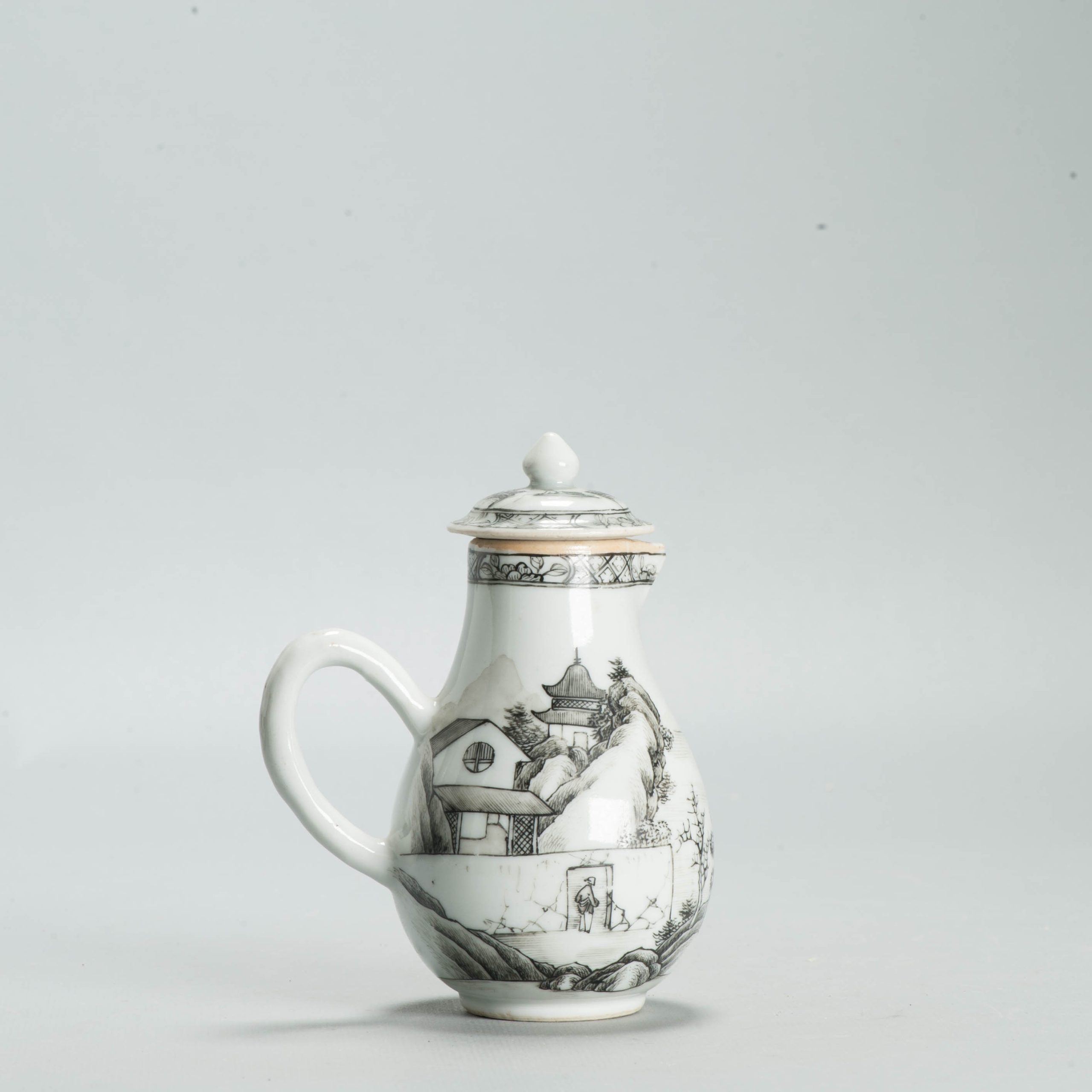 Antique 18C Chinese Encre de Chine Porcelain Landscape Yongzheng Qianlong - Image 13