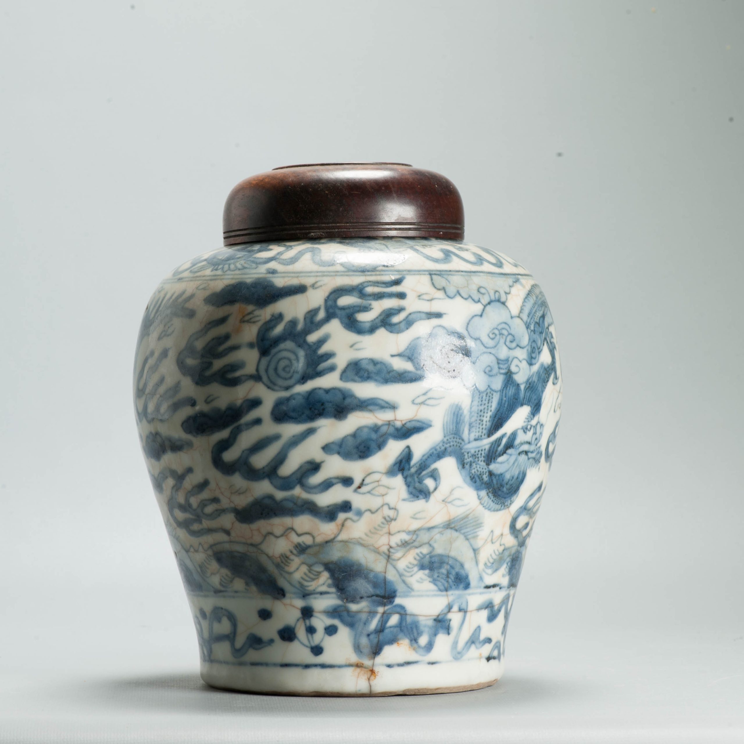 Antique Ming Wanli Chinese Swatow Zhangzhou Porcelain Jar Dragons Foo Lions - Image 11