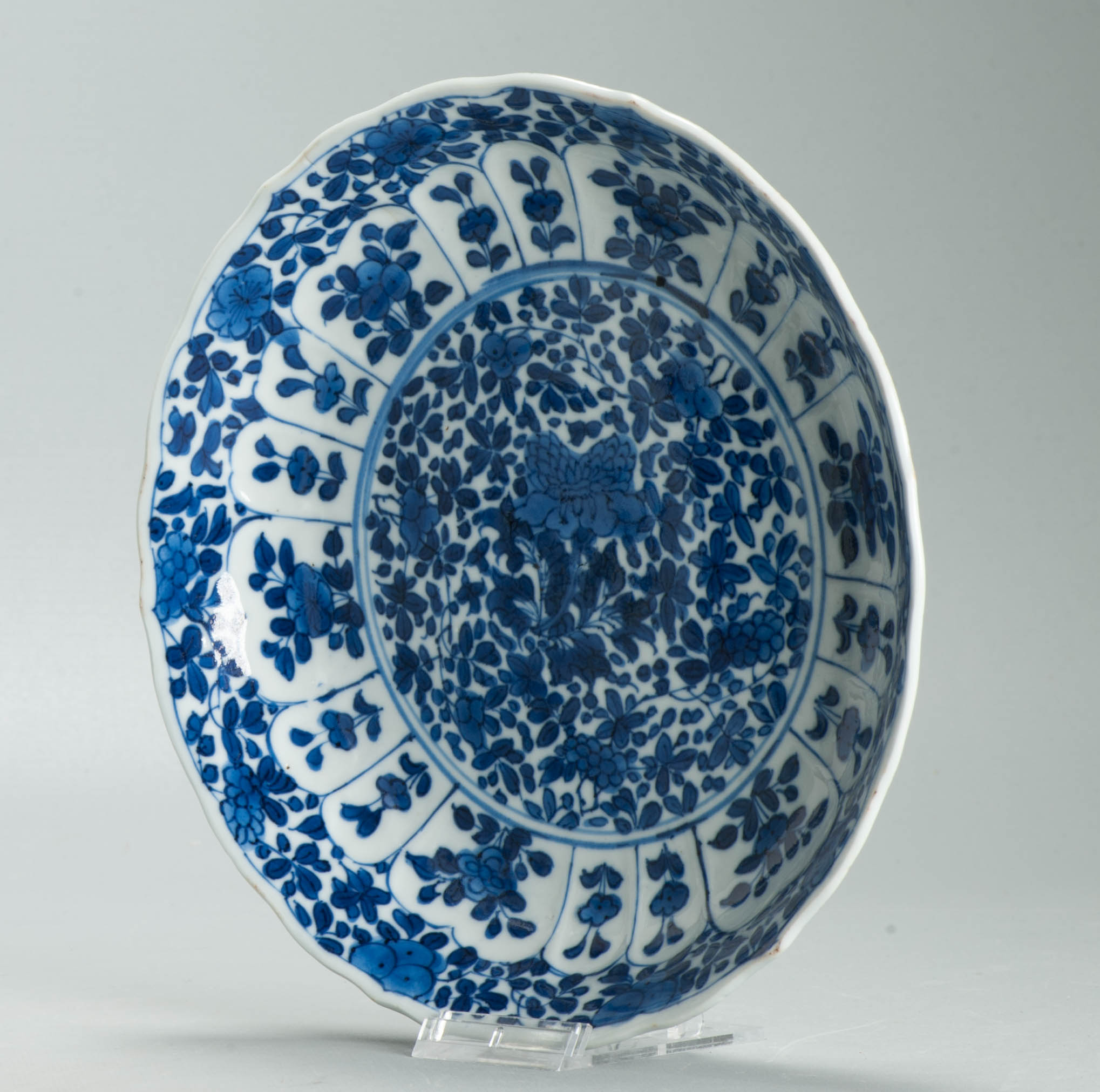 Antique Chinese 1700 Kangxi Blue & White Porcelain Dish Qing Dynasty Marked - Image 12