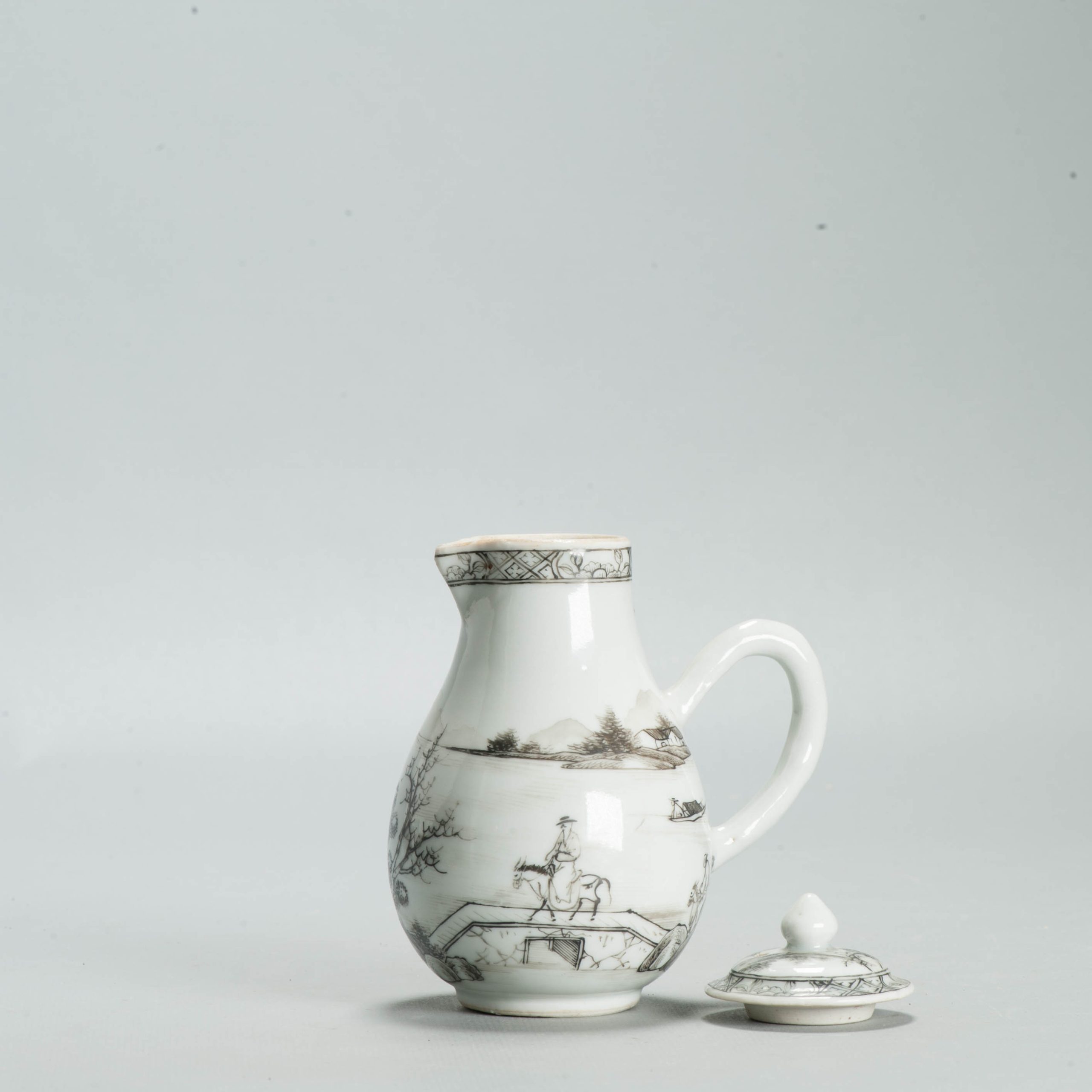 Antique 18C Chinese Encre de Chine Porcelain Landscape Yongzheng Qianlong - Image 4