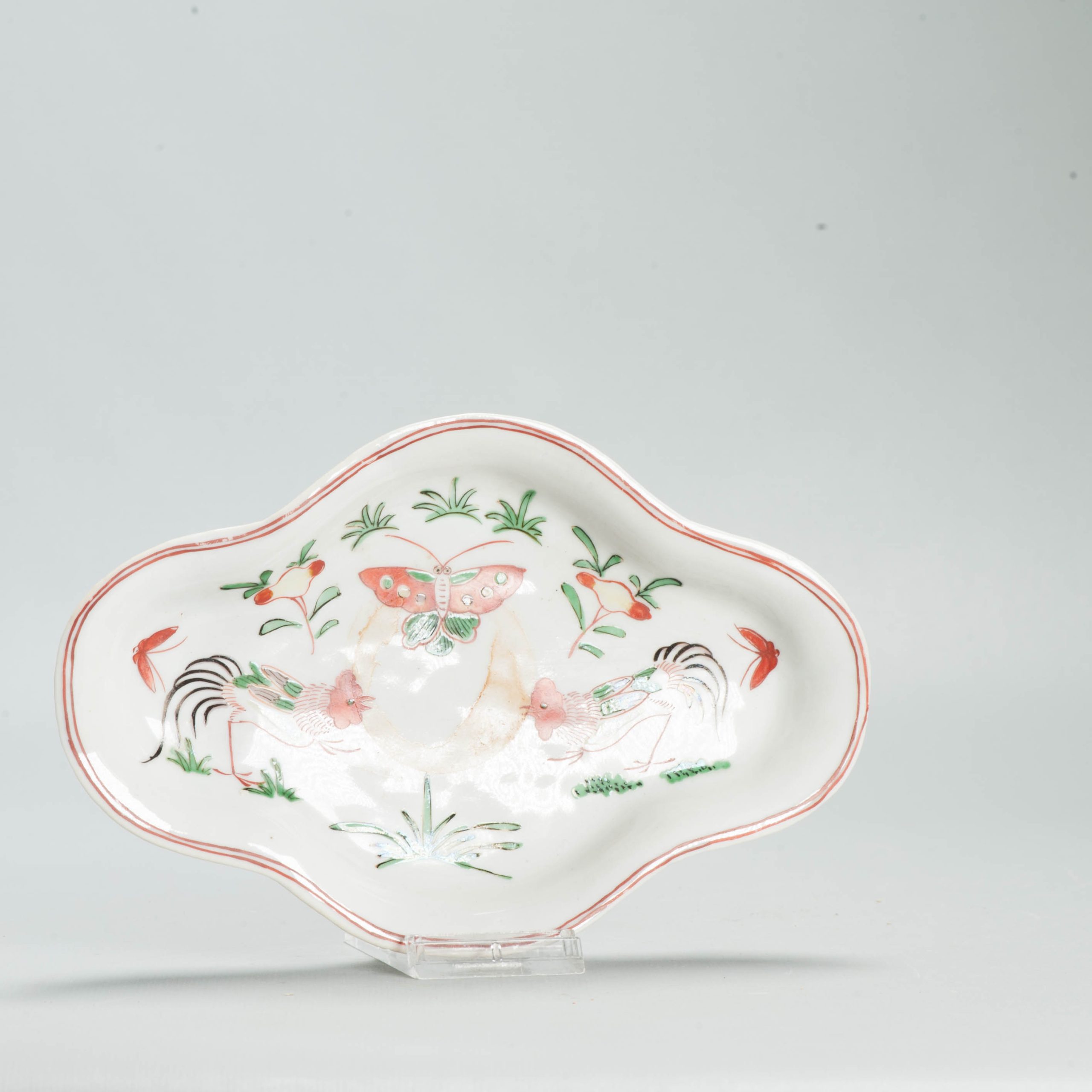 Rare Antique 17th C Japanese Ko Akae dish Kosometsuke Marked Japan Porcelain - 图片 4