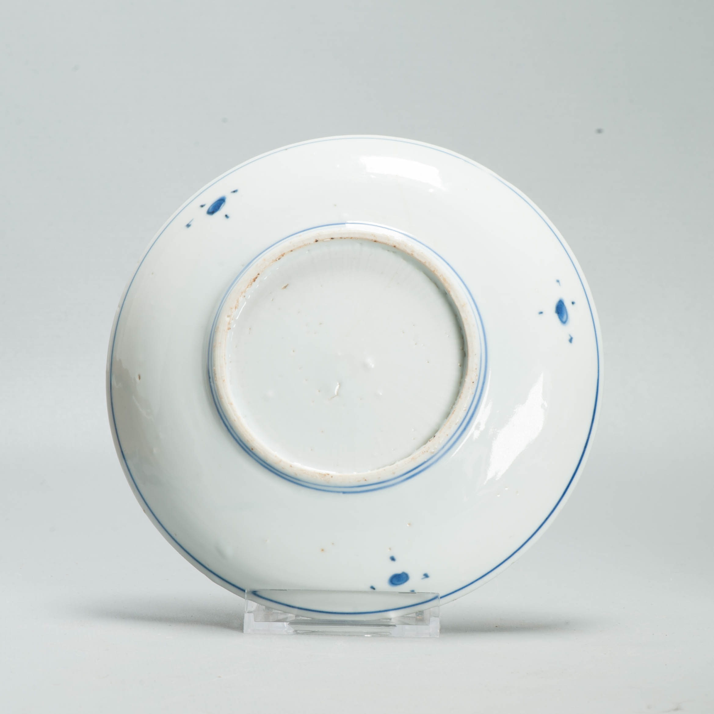 Antique Late Ming 17th c Chinese Porcelain China Dish Roosters - Image 7