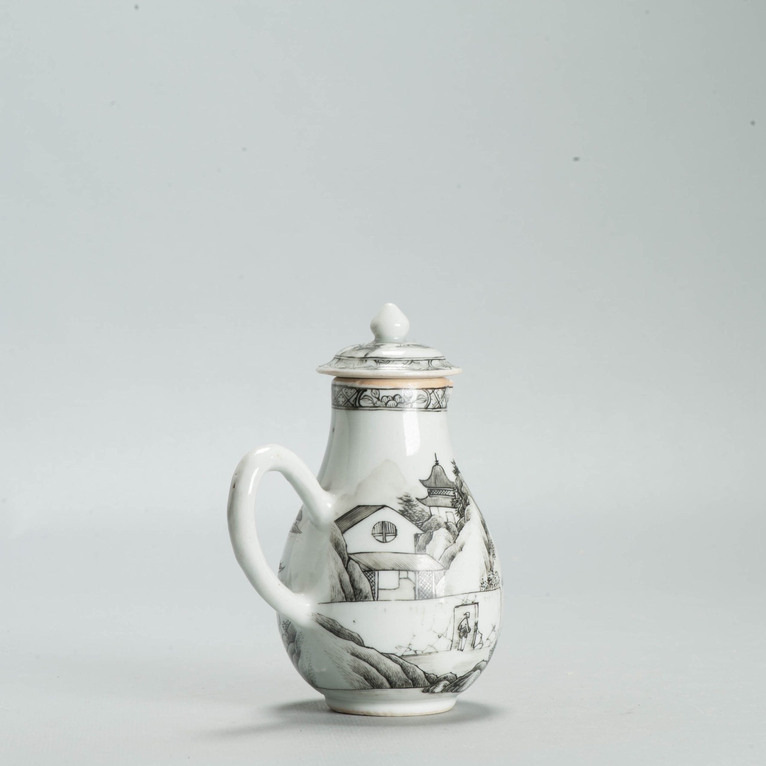 Antique 18C Chinese Encre de Chine Porcelain Landscape Yongzheng Qianlong - Image 15