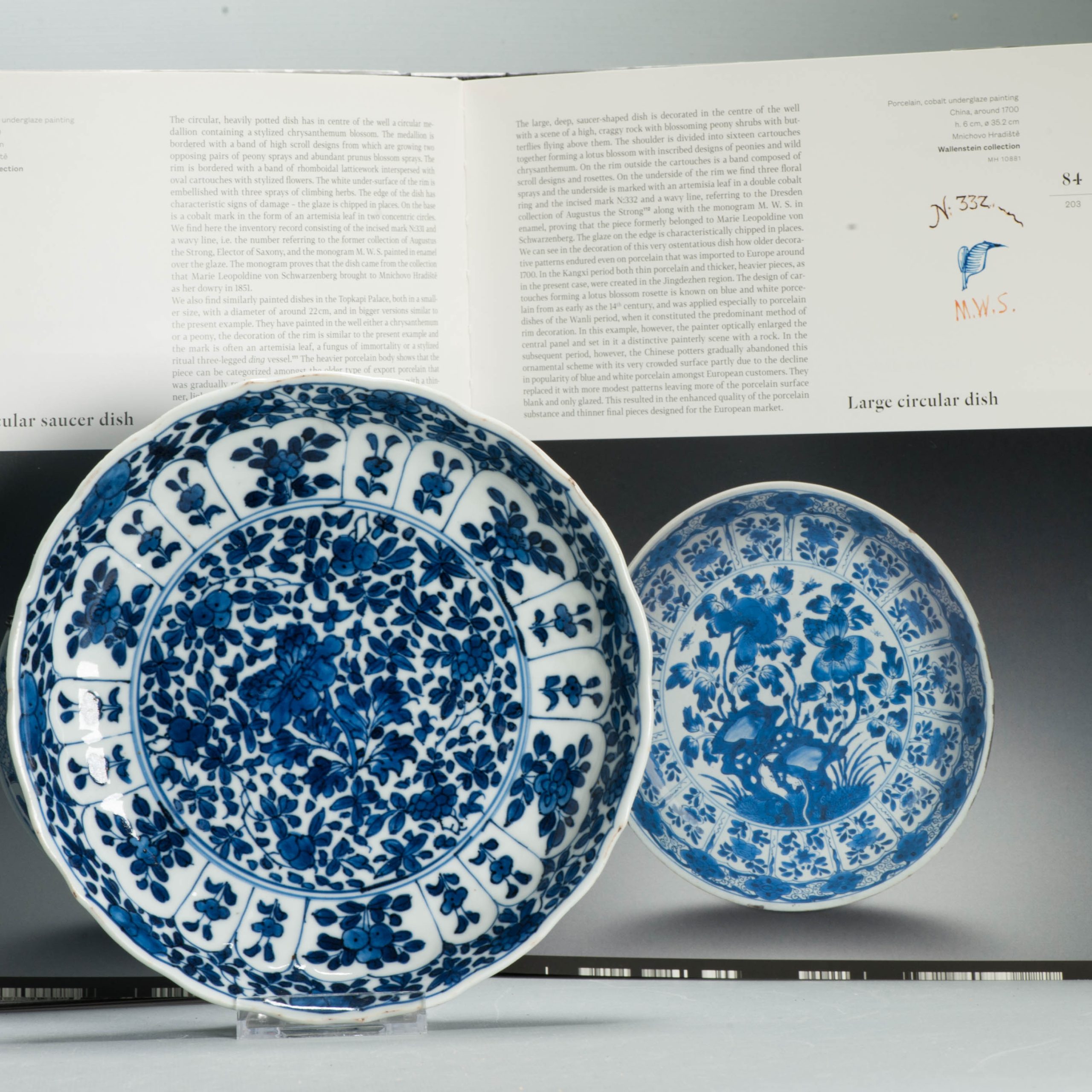 Antique Chinese 1700 Kangxi Blue & White Porcelain Dish Qing Dynasty Marked