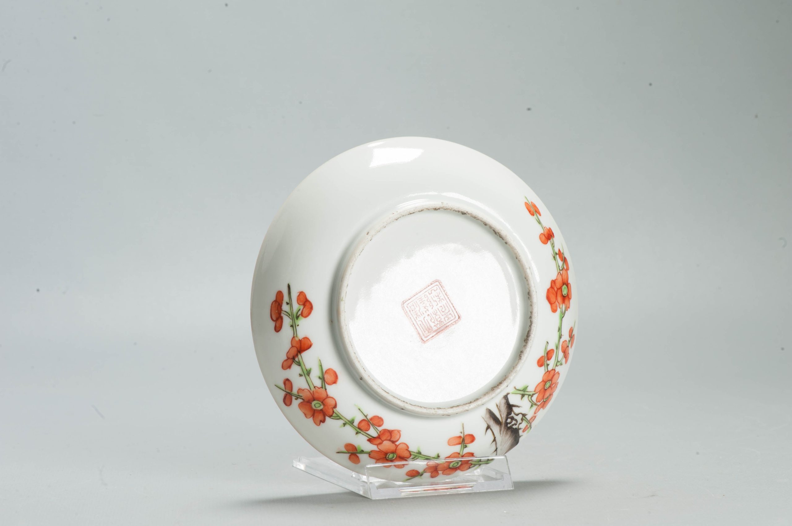 Perfect 13.5CM Antique Chinese Porcelain Qianlong Marked 19th C Prunus Dish - Image 9