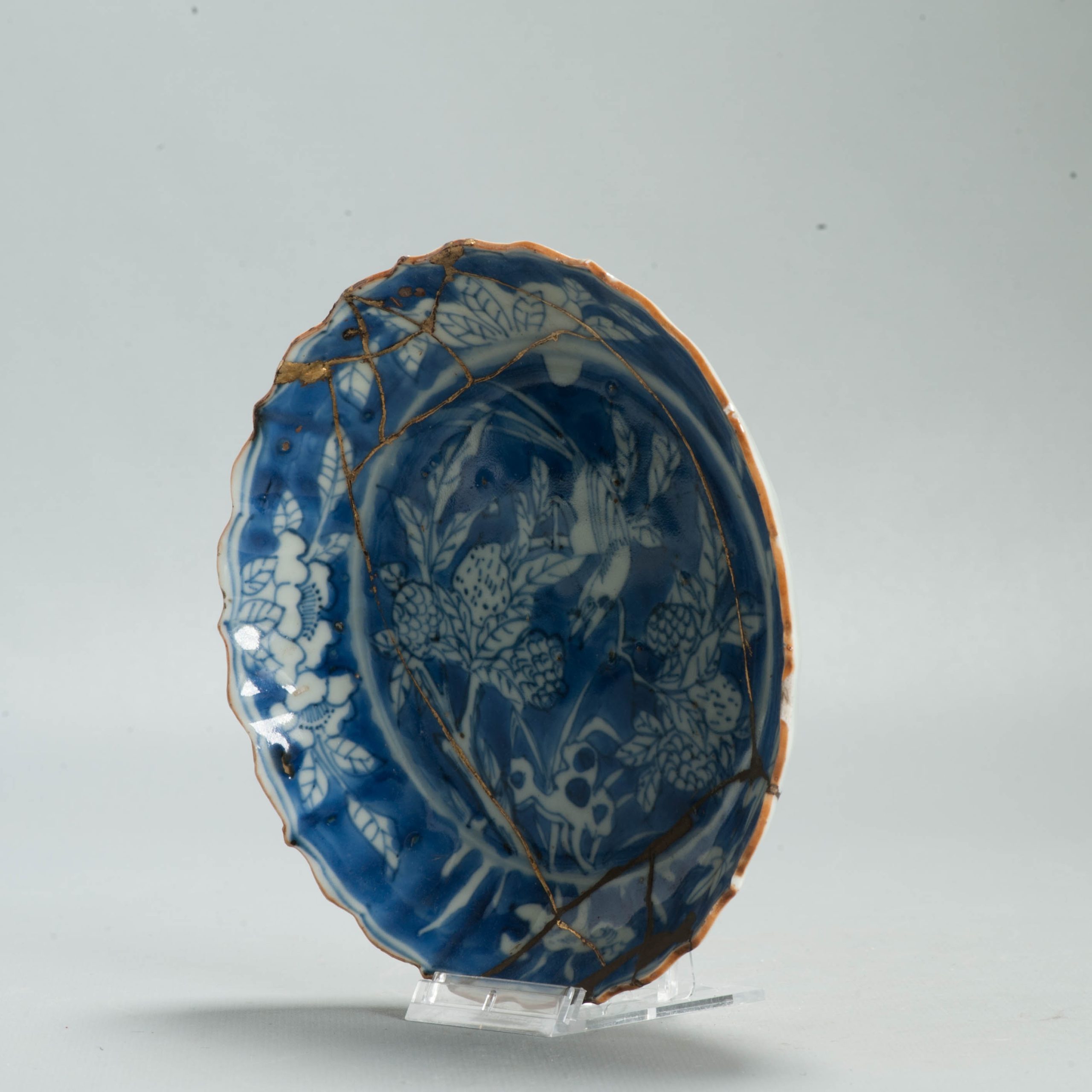 Antique Late Ming Kintsugi 17th c Chinese Porcelain China Dish Scholar Literati - Image 4