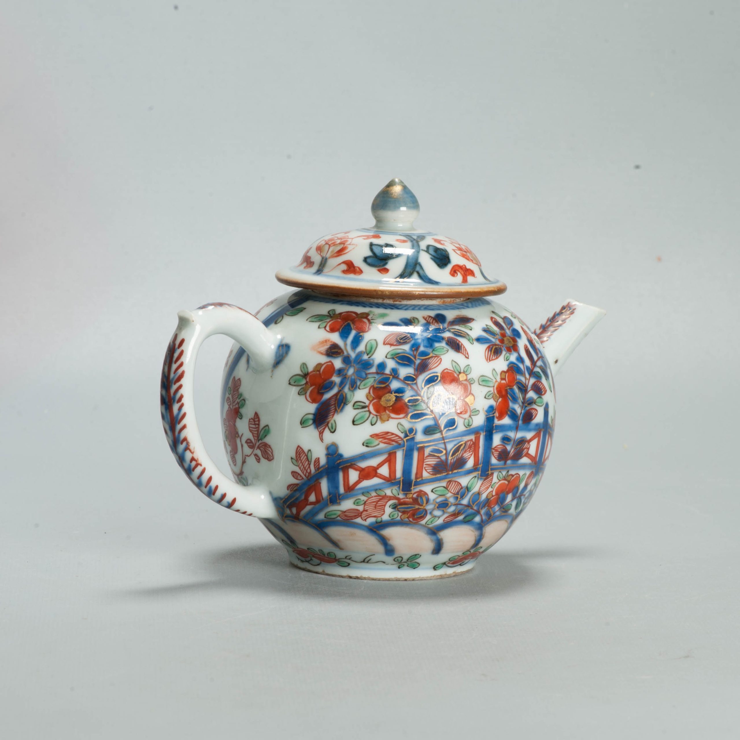 Antique Kangxi Period Ca 1700 Chinese Porcelain Tea pot Imari China Flower - Image 5