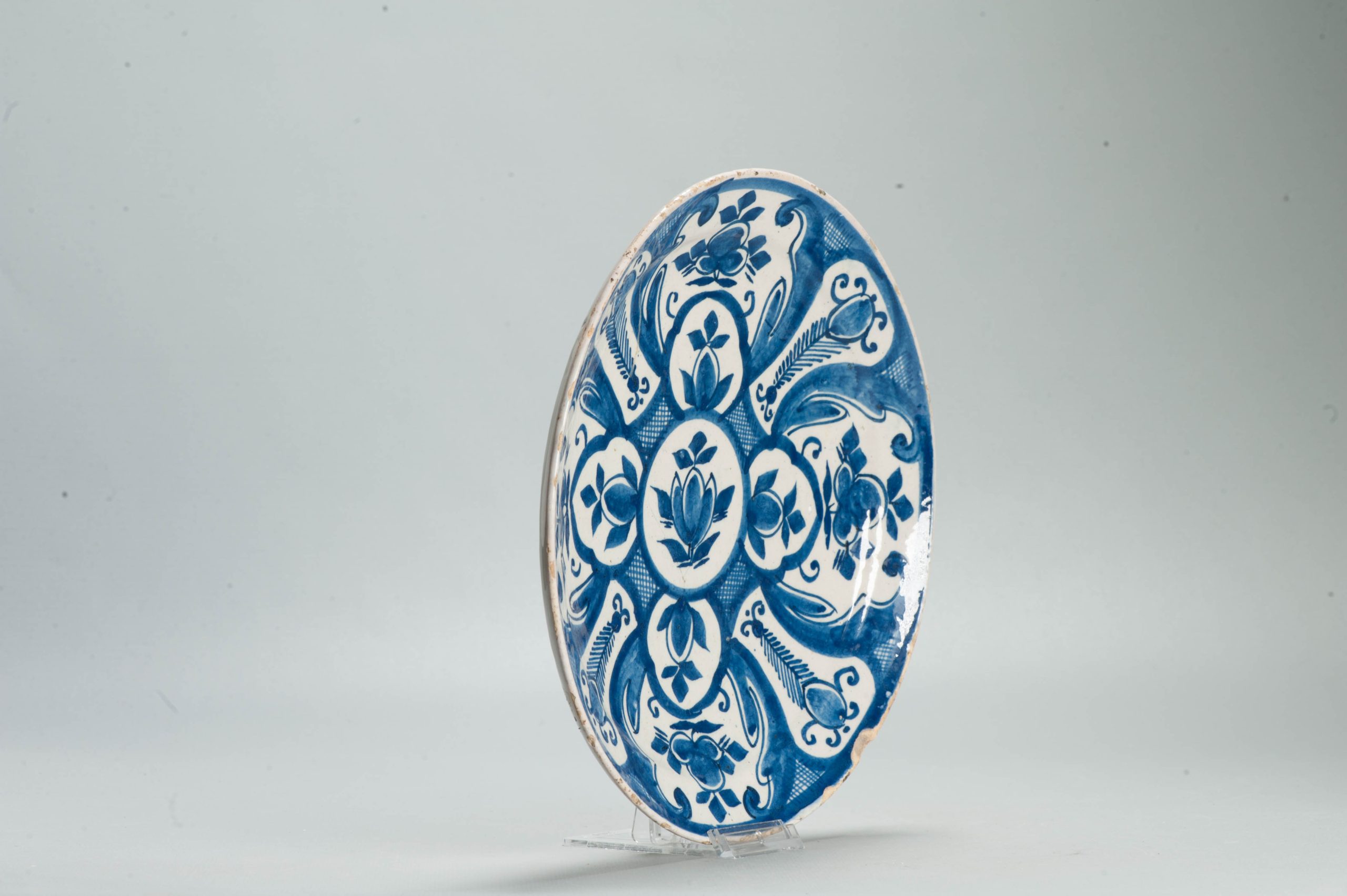Antique Floral Beautifull Delftware plate 18th century Delft Rare - Image 4