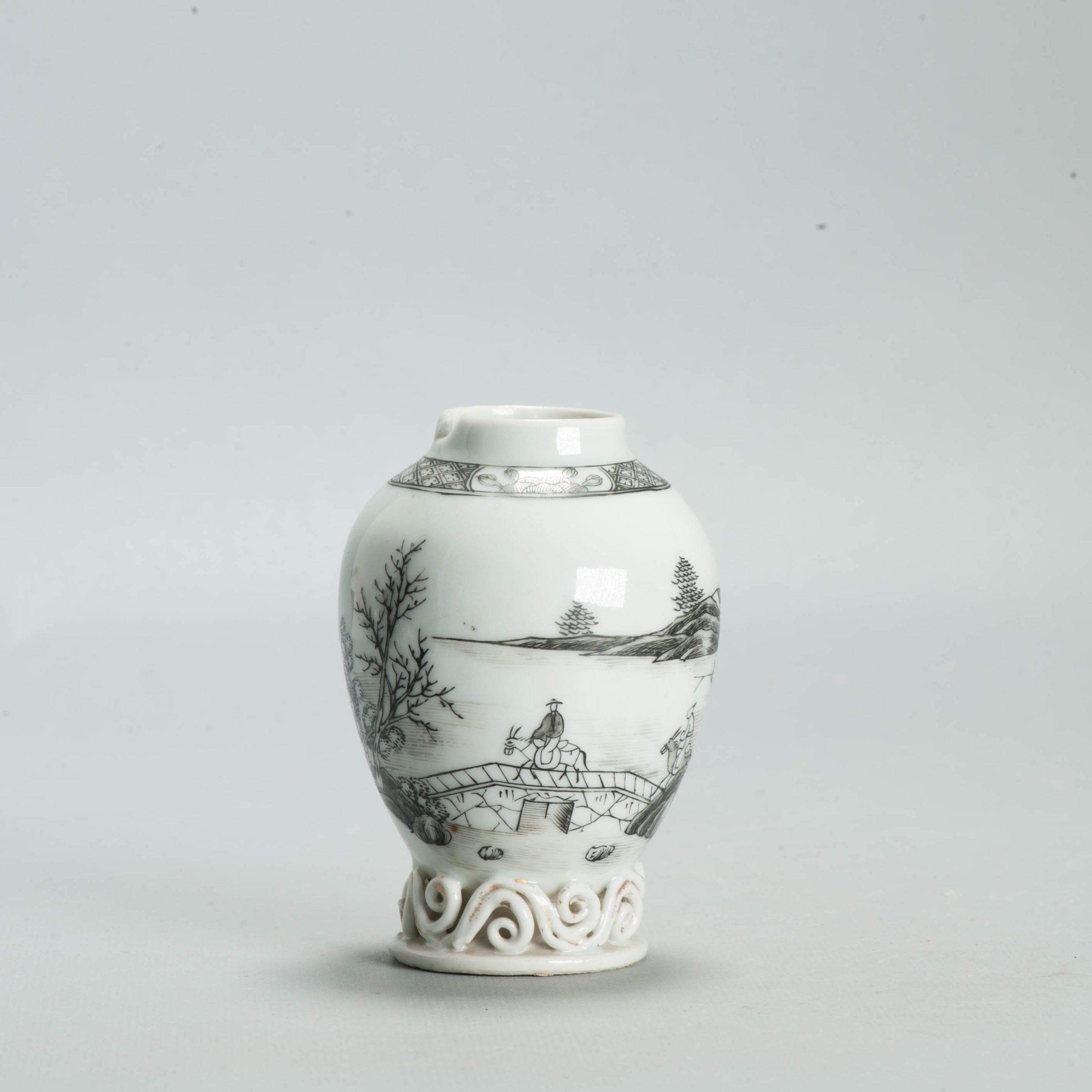 Antique 1730-1750 Chinese Porcelain TeaCaddy China Encre de Chine Landscape - Image 14