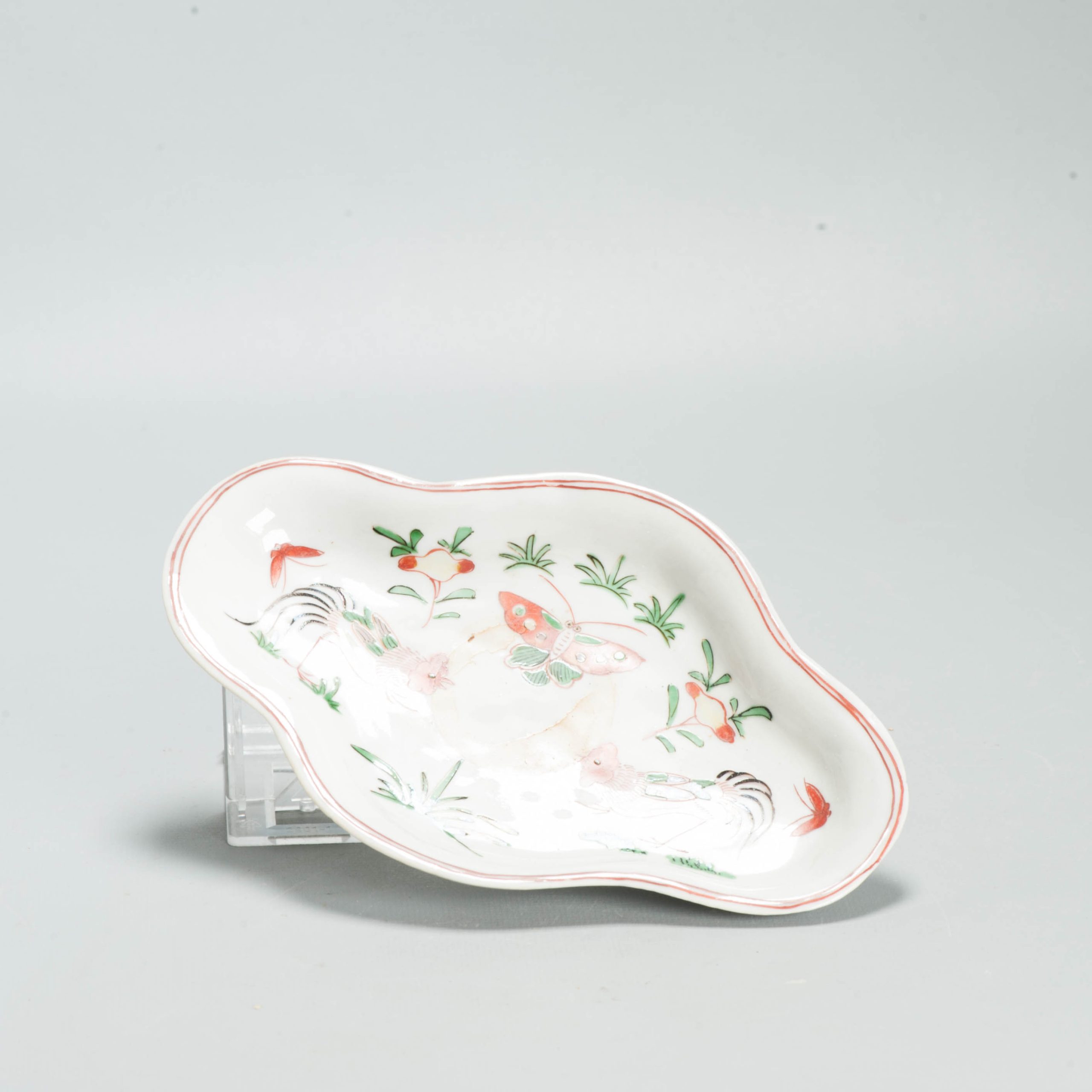 Rare Antique 17th C Japanese Ko Akae dish Kosometsuke Marked Japan Porcelain - 图片 3