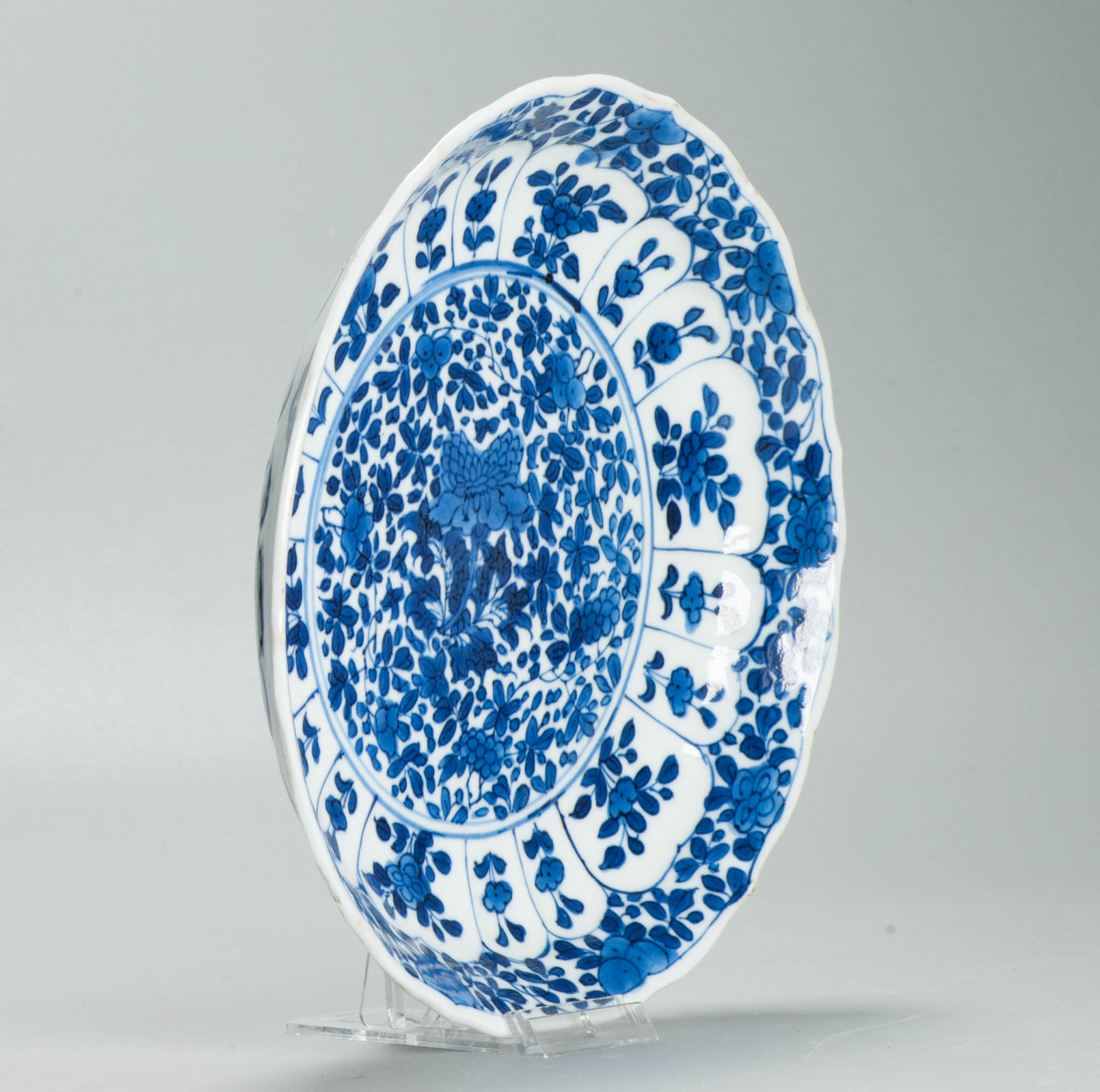 Antique Chinese 1700 Kangxi Blue & White Porcelain Dish Qing Dynasty Marked - Image 3