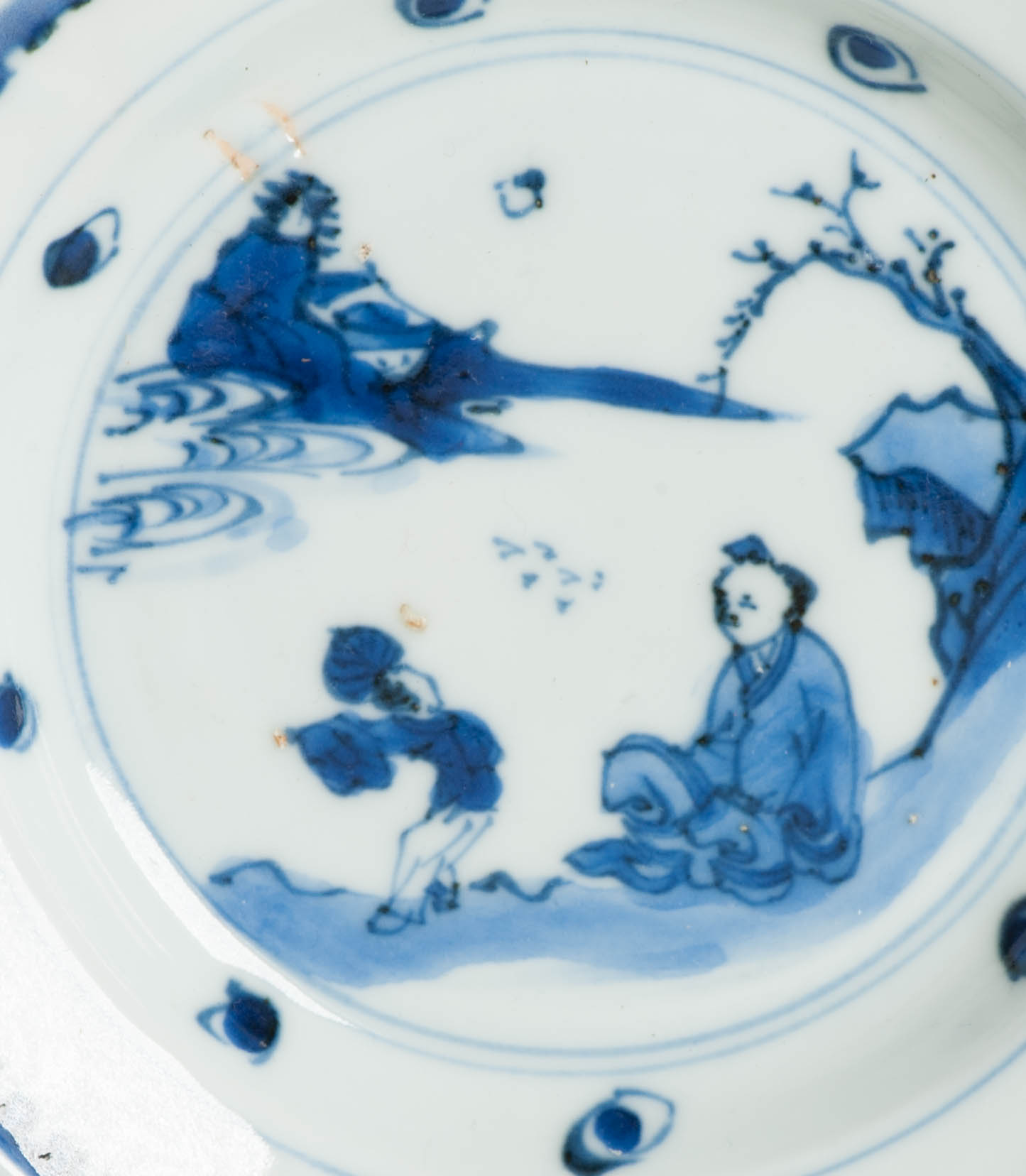 Antique Late Ming 17th c Chinese Porcelain China Dish Scholar Literati - Image 12