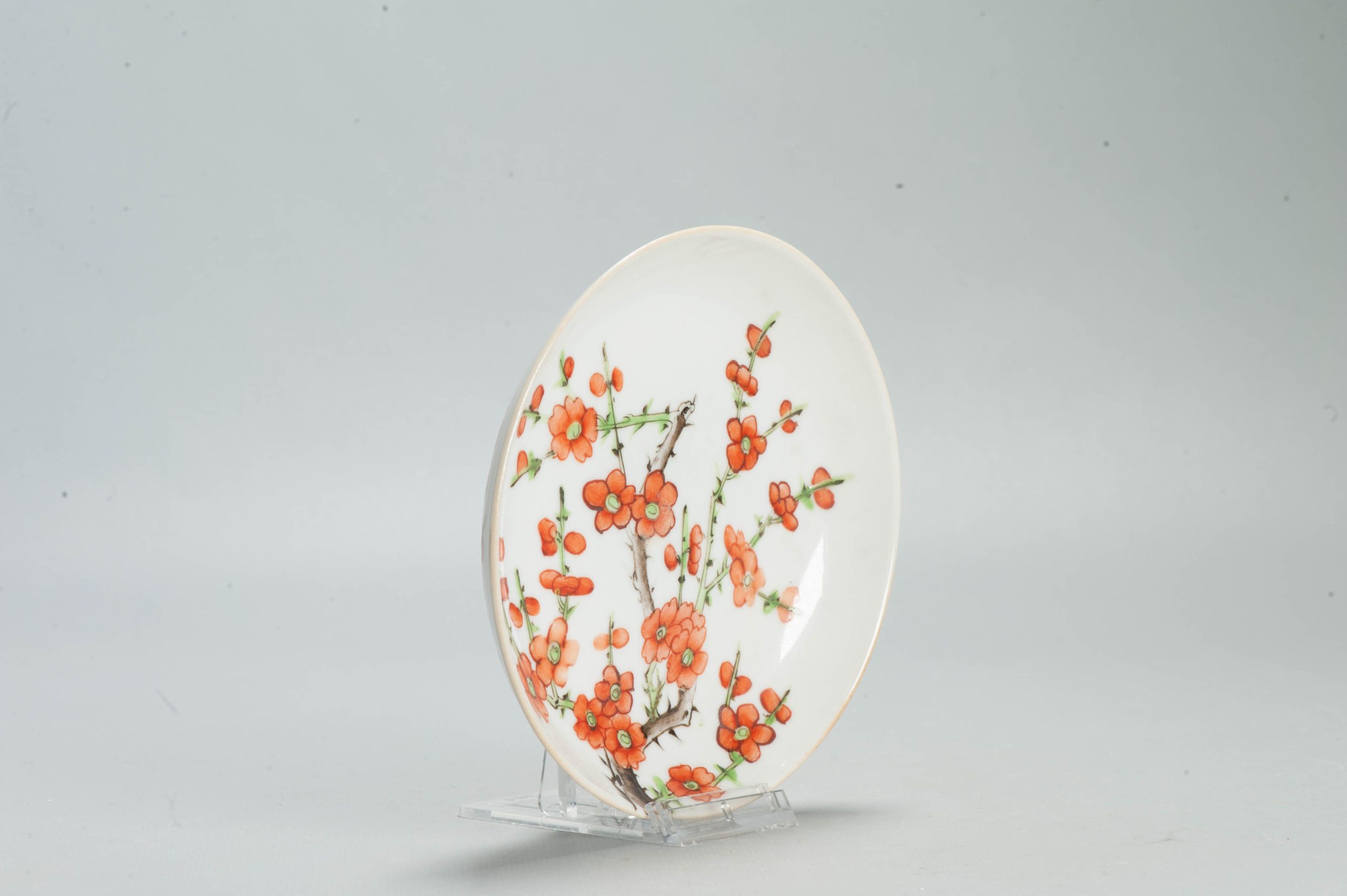 Perfect 13.5CM Antique Chinese Porcelain Qianlong Marked 19th C Prunus Dish - Image 4