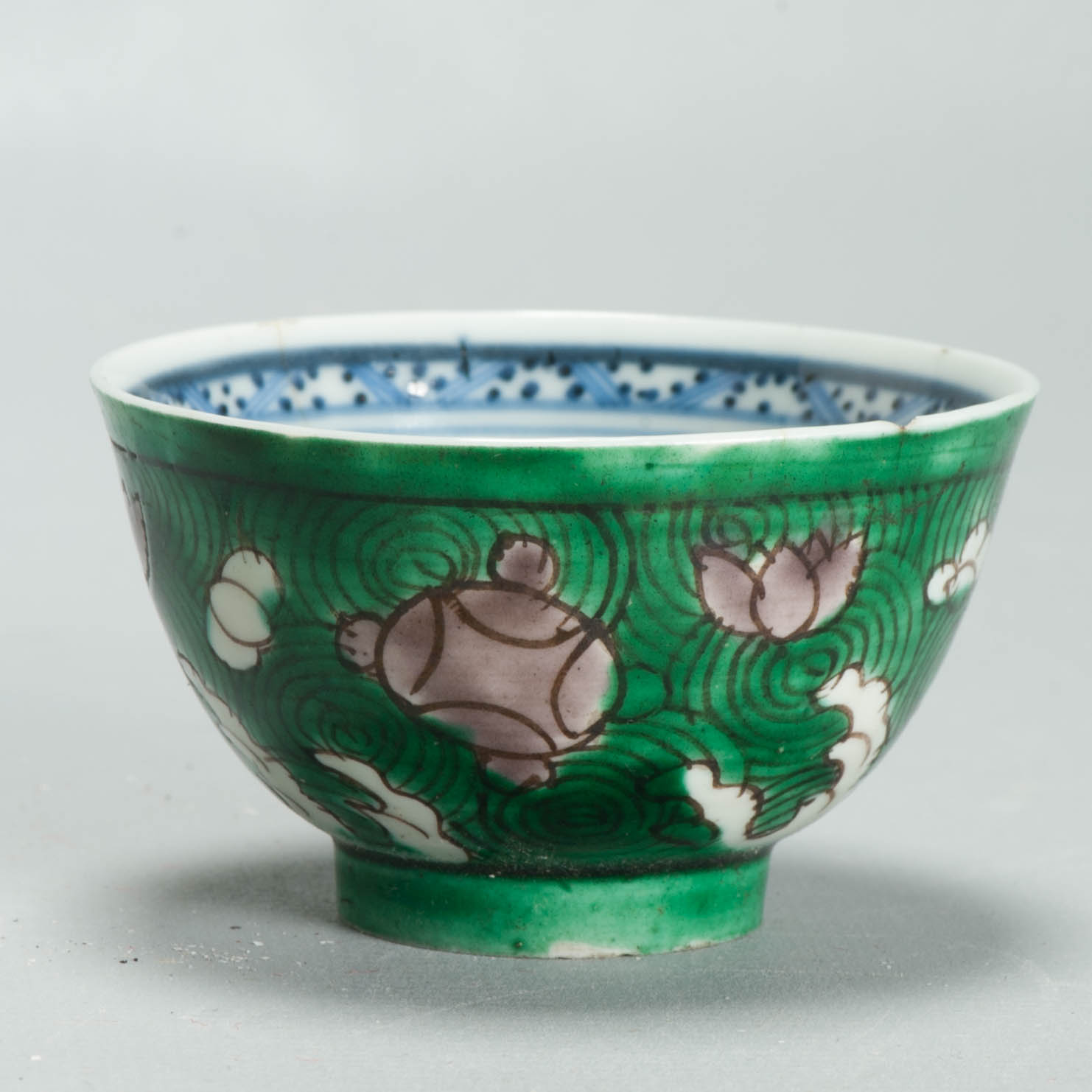 Antique Kangxi Chinese porcelain Sancai China Famille Verte Bowl Symbols - Image 3