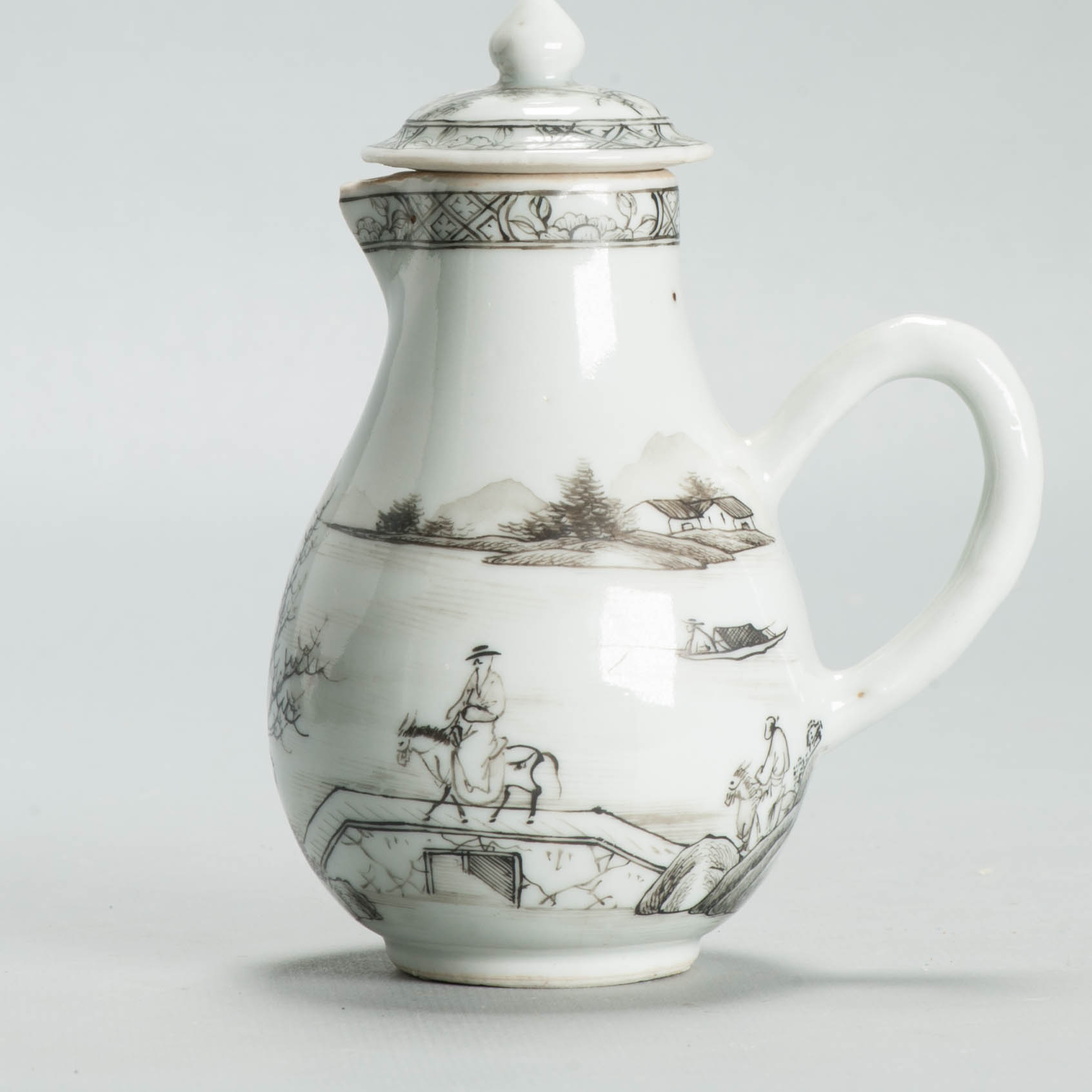 Antique 18C Chinese Encre de Chine Porcelain Landscape Yongzheng Qianlong - Image 21