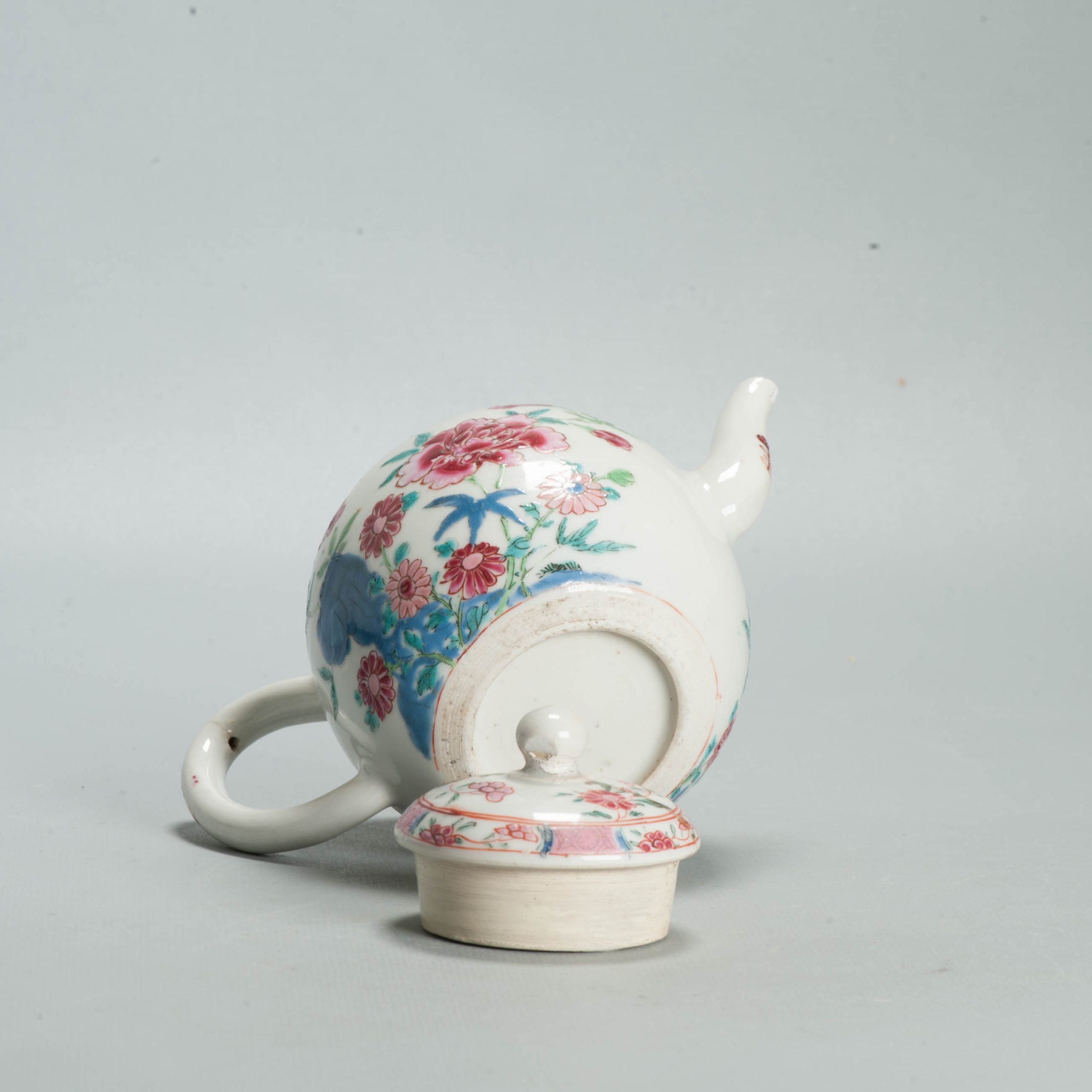 Antique 1740-1760 Chinese Porcelain Teapot China Lotus Rose Qianlong Period - Image 12