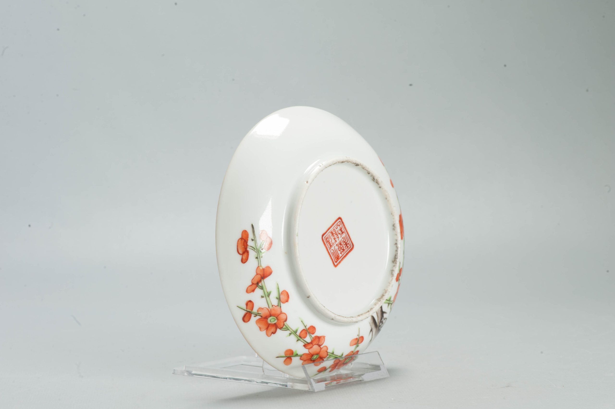 Perfect 13.5CM Antique Chinese Porcelain Qianlong Marked 19th C Prunus Dish - Image 10