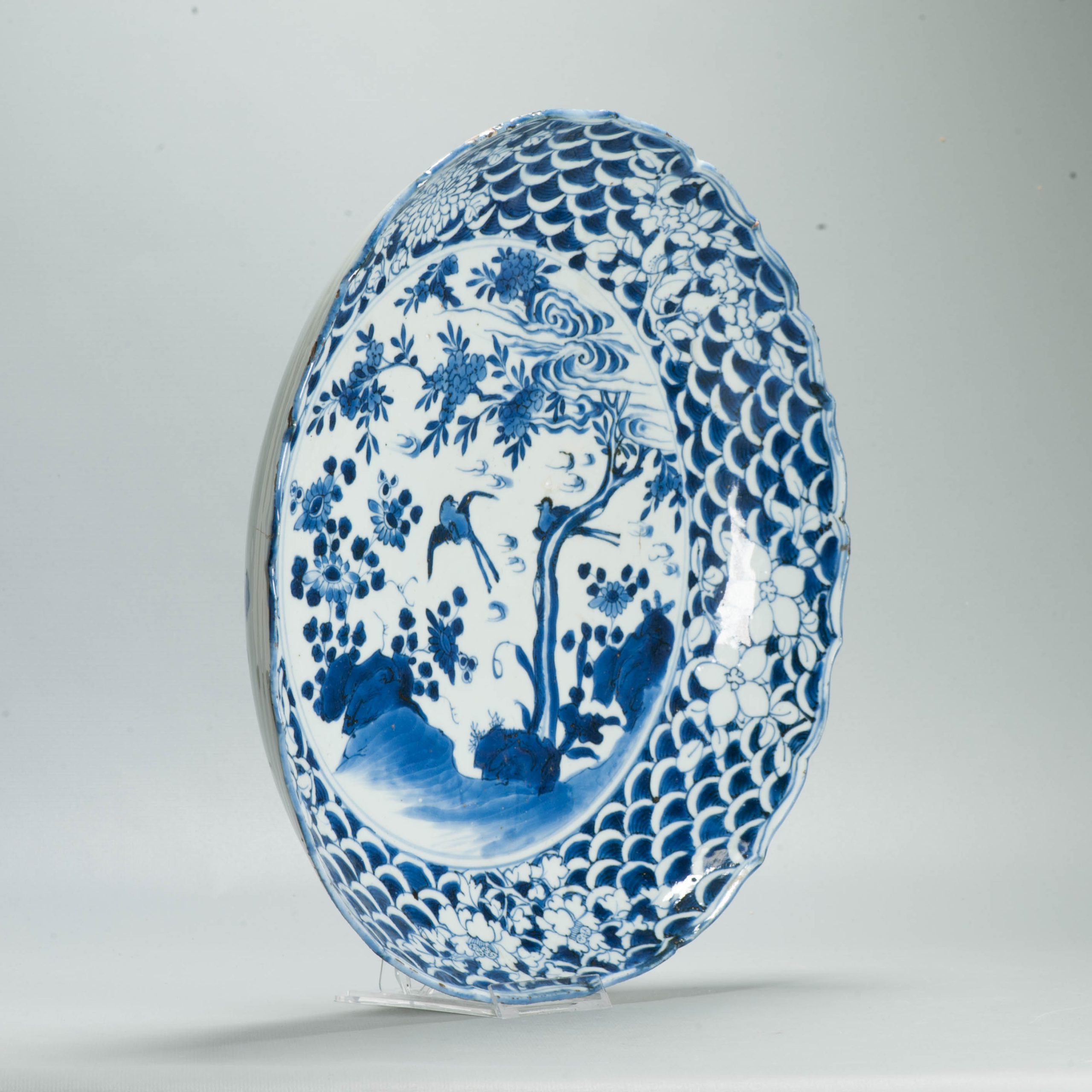 Large Antique Early 17th Century Ming Chinese Kosometsuke Dish Birds 35cm - Image 3