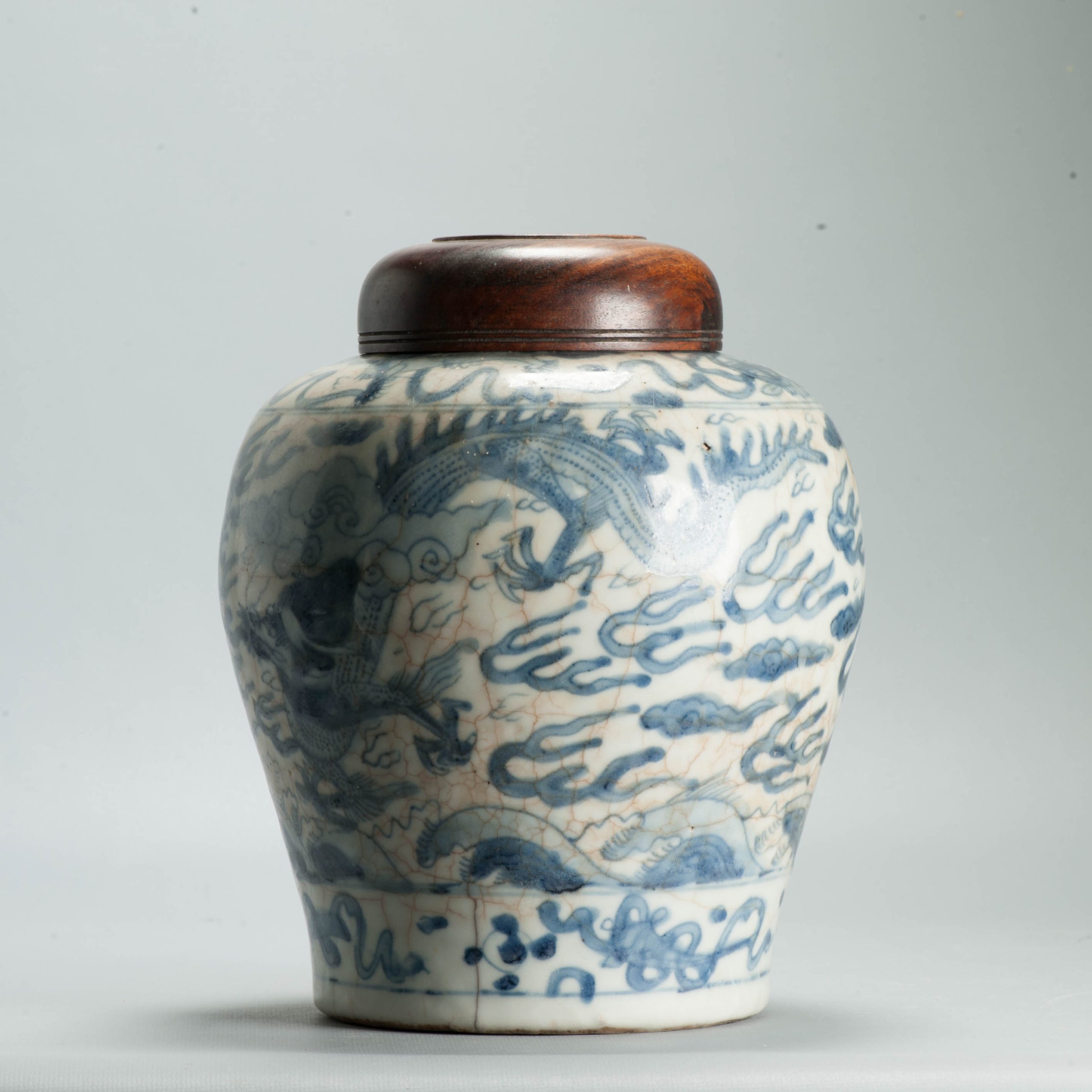 Antique Ming Wanli Chinese Swatow Zhangzhou Porcelain Jar Dragons Foo Lions - Image 15