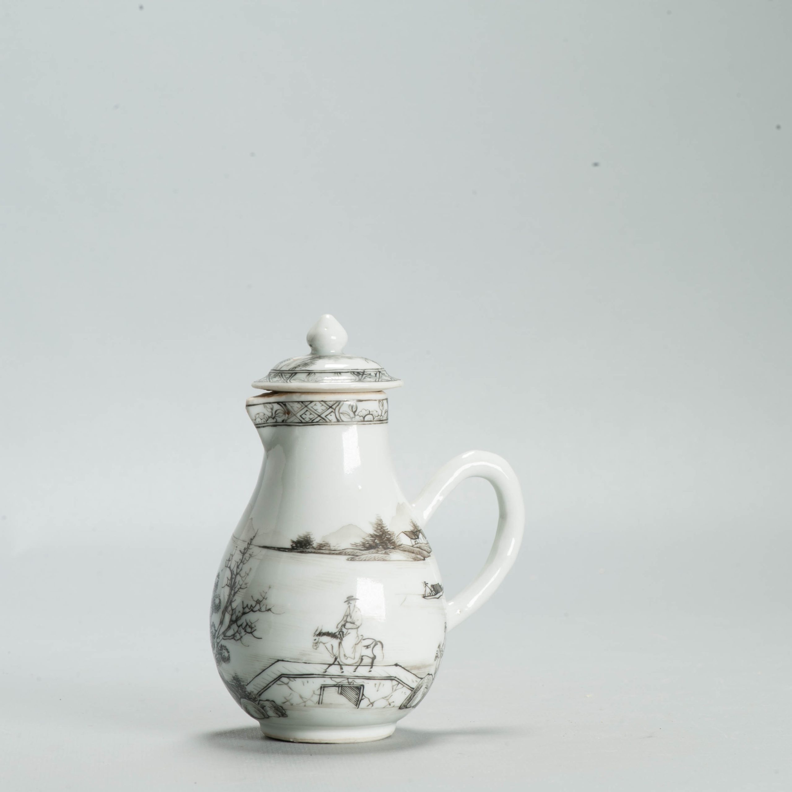 Antique 18C Chinese Encre de Chine Porcelain Landscape Yongzheng Qianlong - Image 5