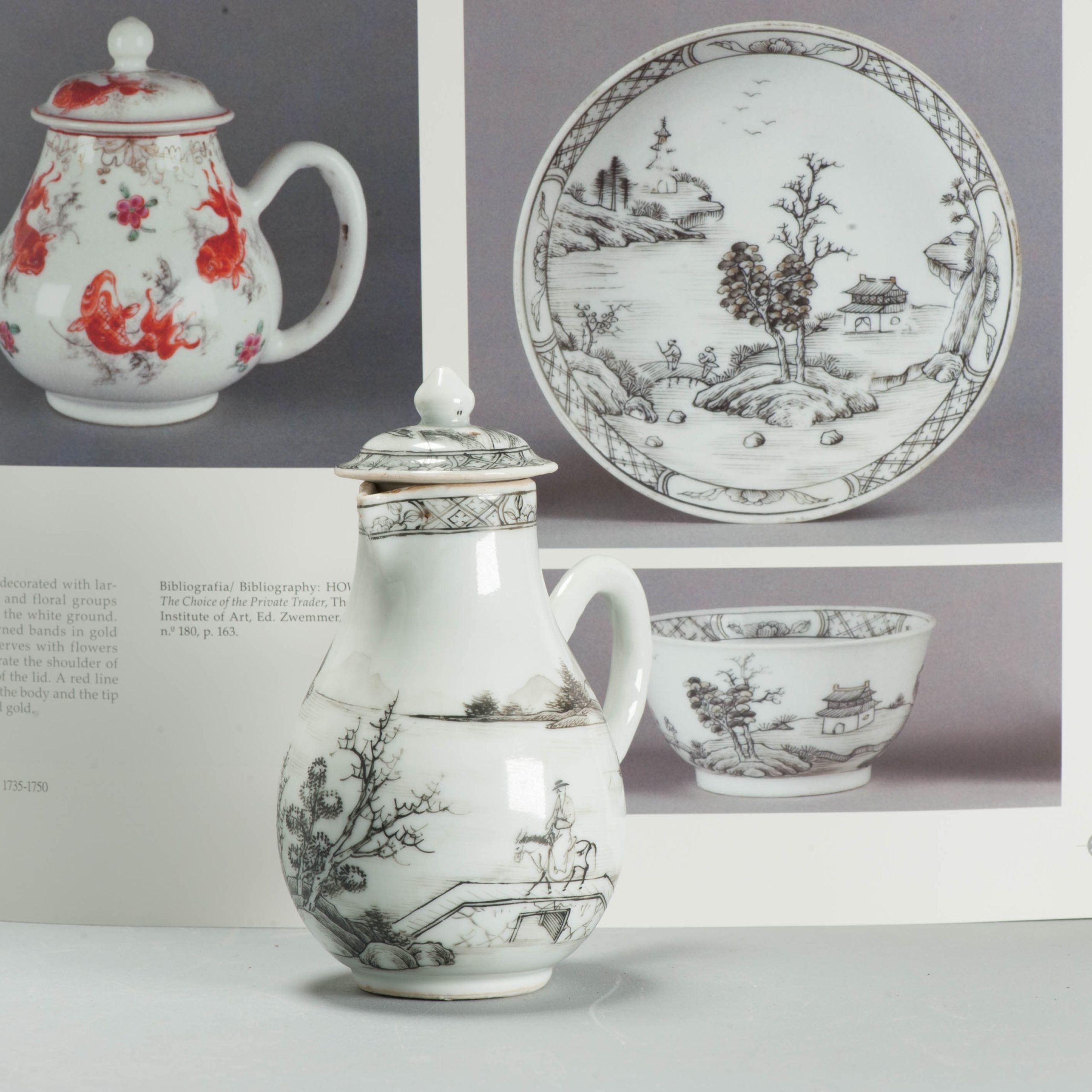 Antique 18C Chinese Encre de Chine Porcelain Landscape Yongzheng Qianlong - Image 3