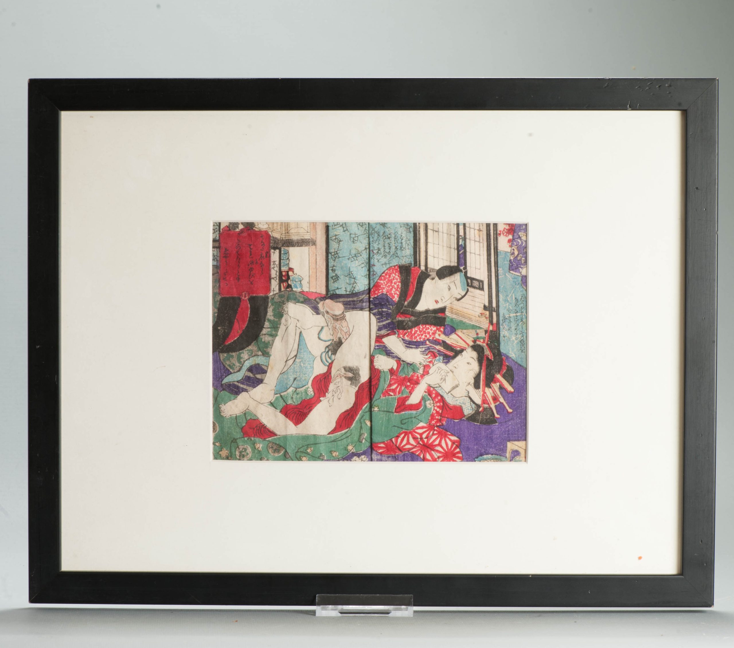 Antique Japanese Woodblock Shunga – Tomioka Eisen – 19th century