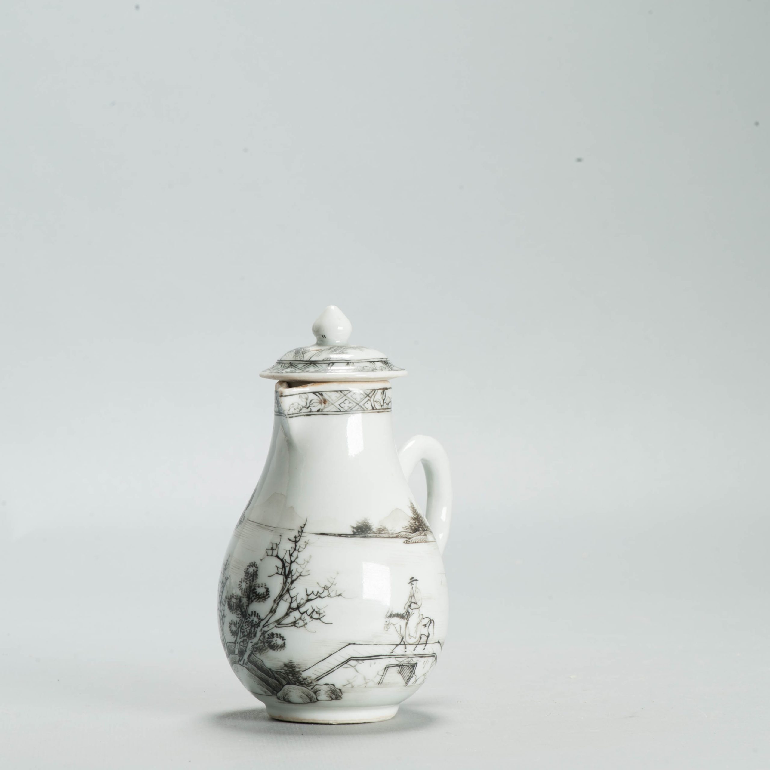 Antique 18C Chinese Encre de Chine Porcelain Landscape Yongzheng Qianlong - Image 6