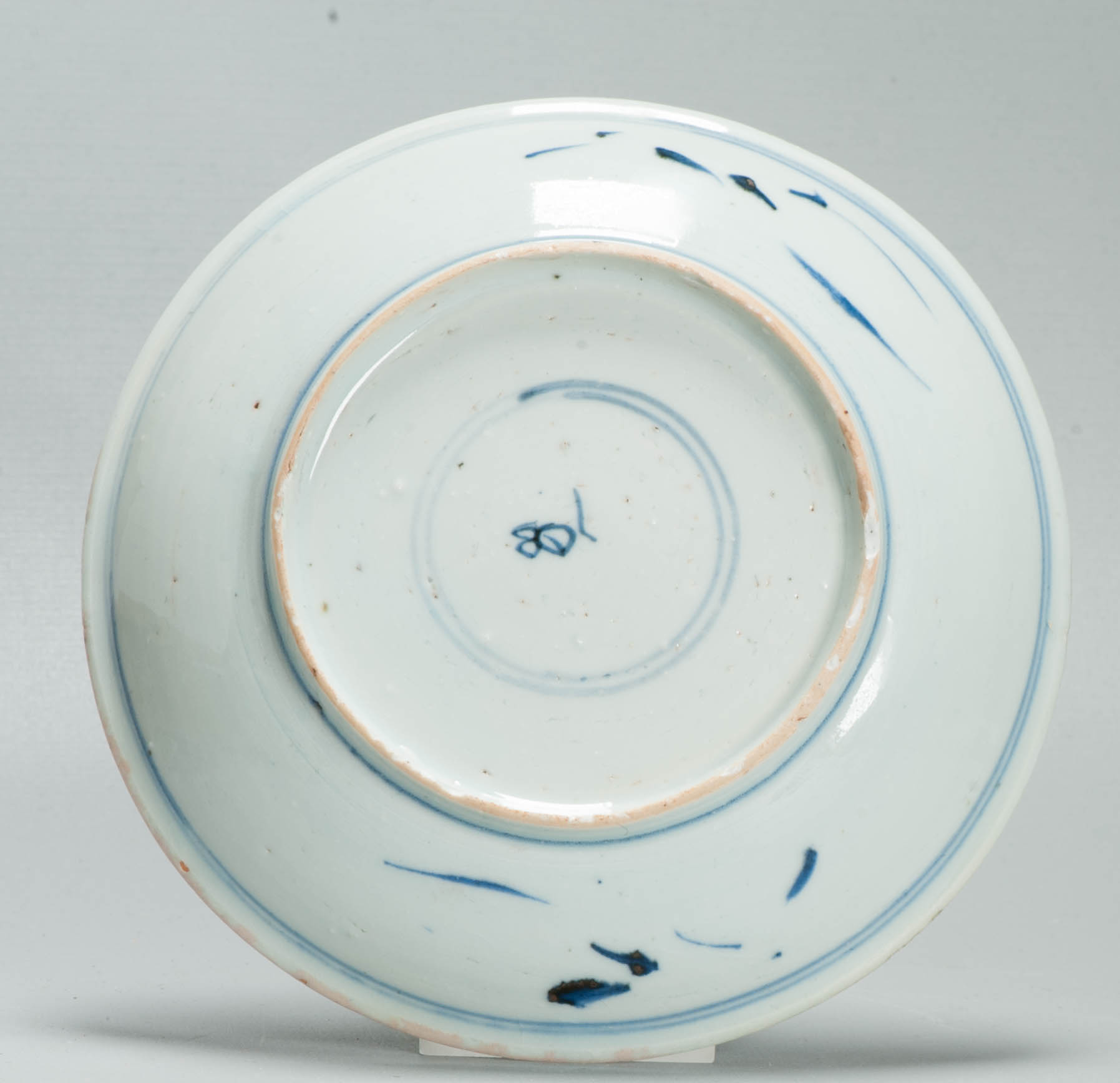 Antique Late Ming 17th c Chinese Porcelain China Dish Scholar Literati - Image 5