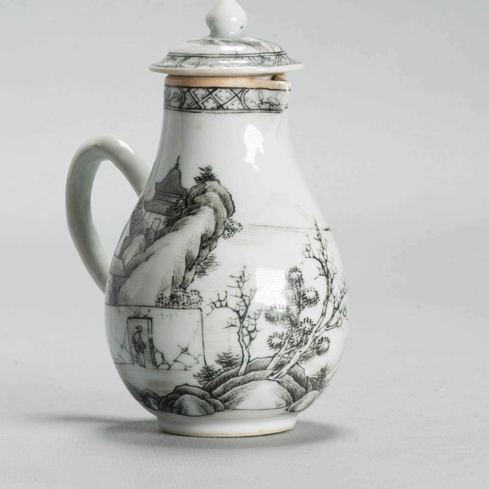 Antique 18C Chinese Encre de Chine Porcelain Landscape Yongzheng Qianlong - Image 10