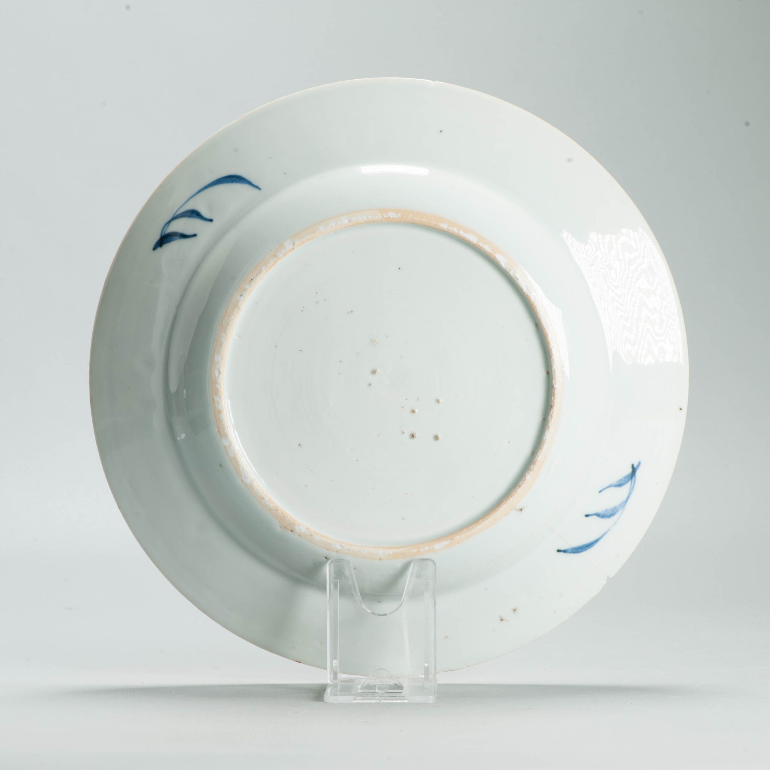 Antique Kangxi Chinese Blue & White Porcelain Dish Flowers Scroll Objects - Image 7