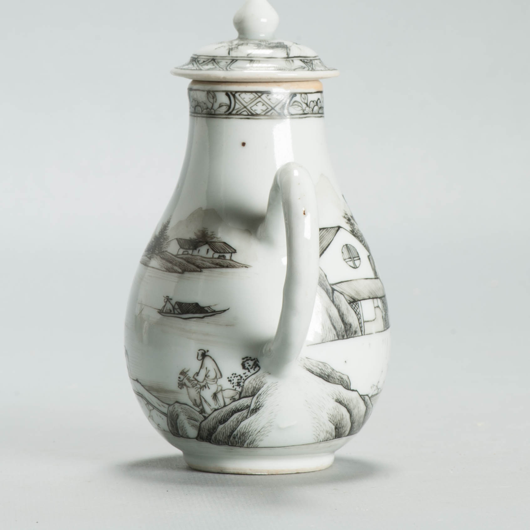 Antique 18C Chinese Encre de Chine Porcelain Landscape Yongzheng Qianlong - Image 18