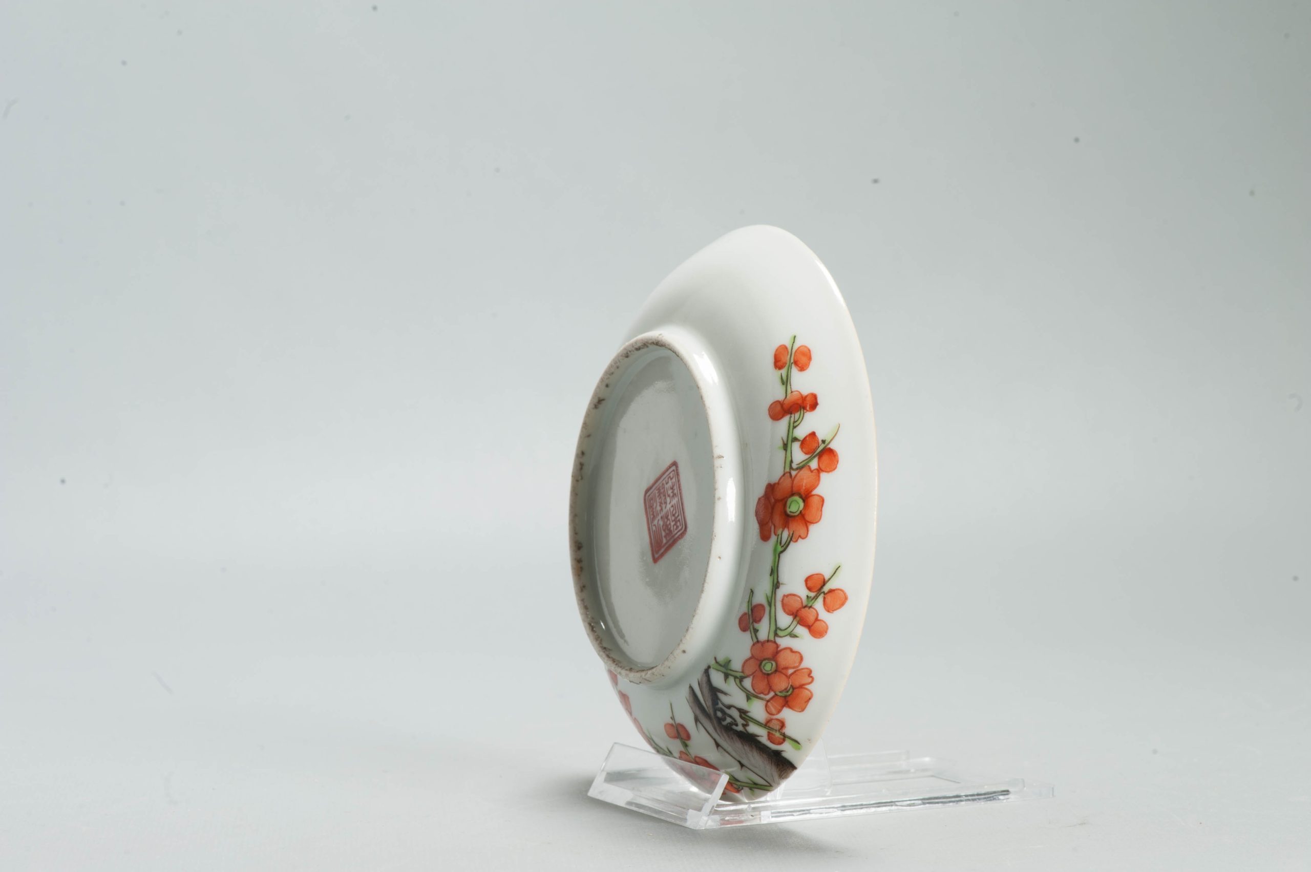 Perfect 13.5CM Antique Chinese Porcelain Qianlong Marked 19th C Prunus Dish - Image 6