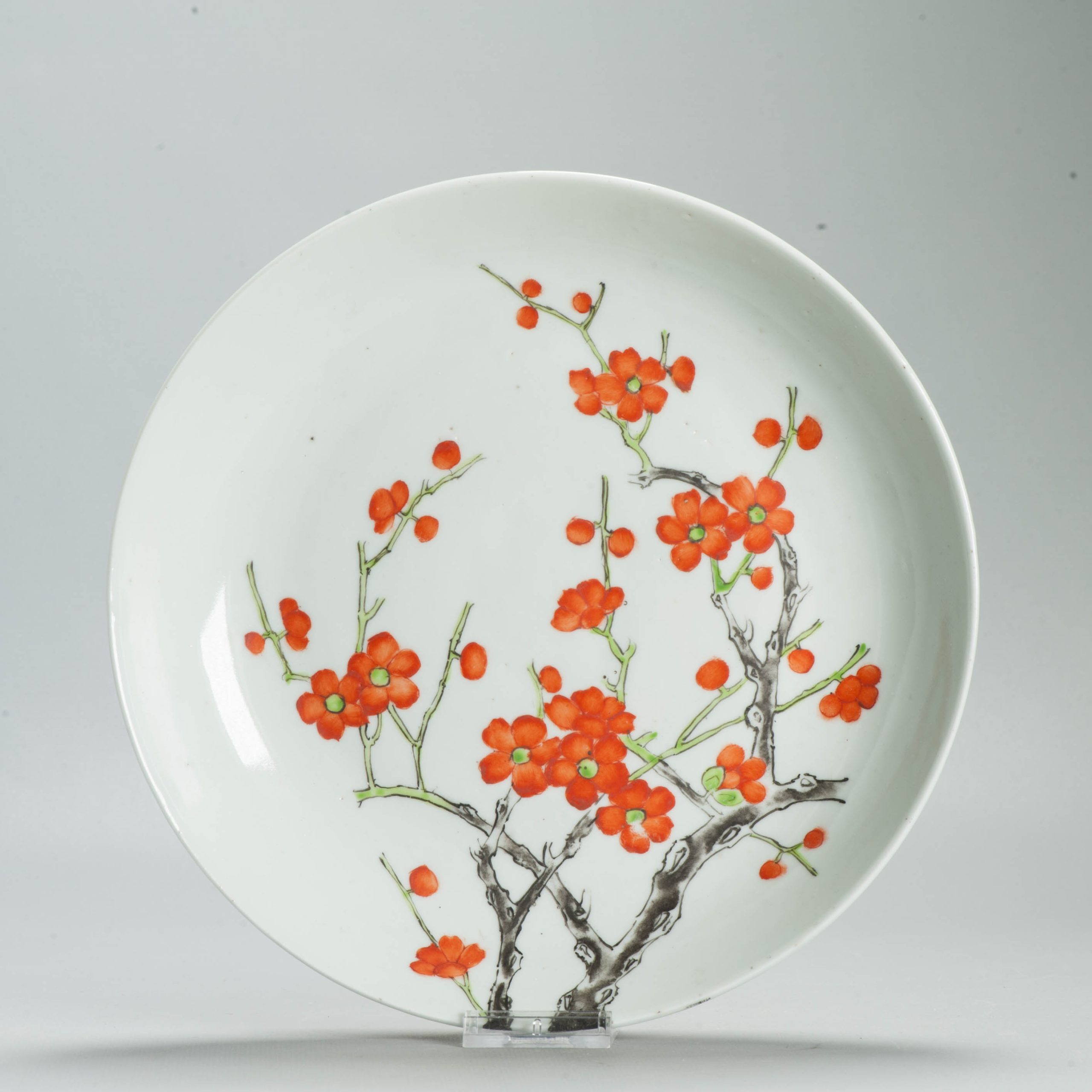 Antique Chinese Porcelain Qianlong Marked 19th C Prunus Dish