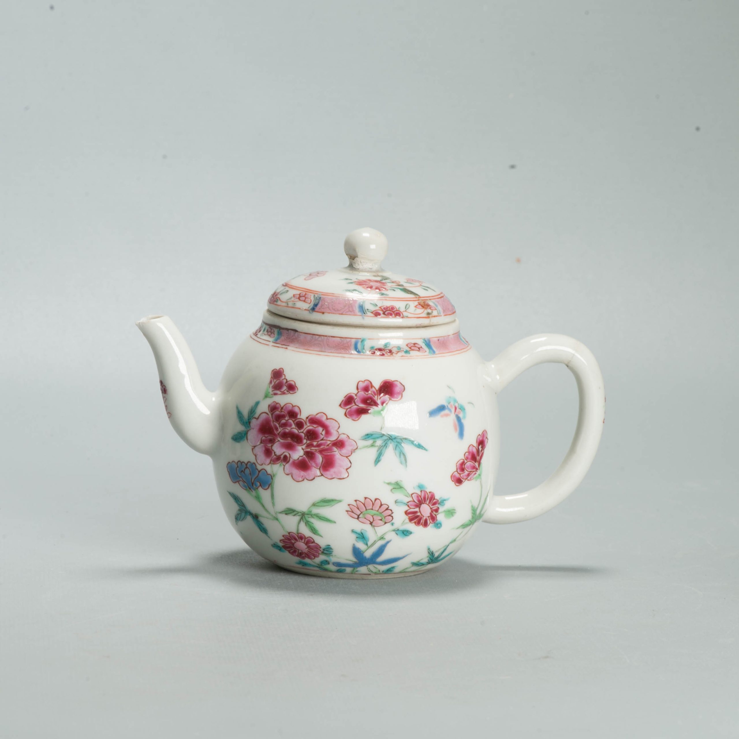 Antique 1740-1760 Chinese Porcelain Teapot China Lotus Rose Qianlong Period - Image 13
