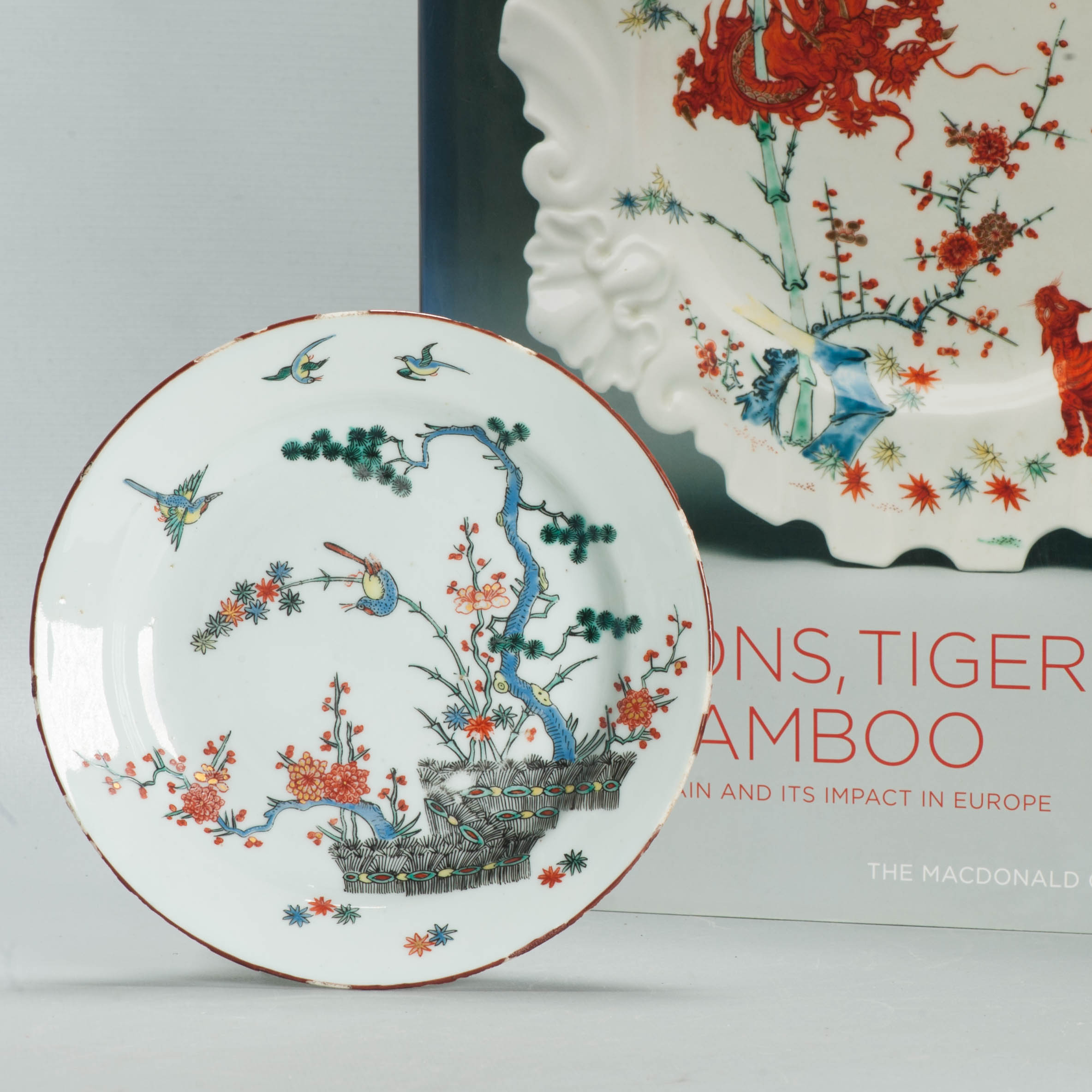 Antique 18C Chinese Porcelain Kakiemon Dish Amsterdam Bont Qing Birds