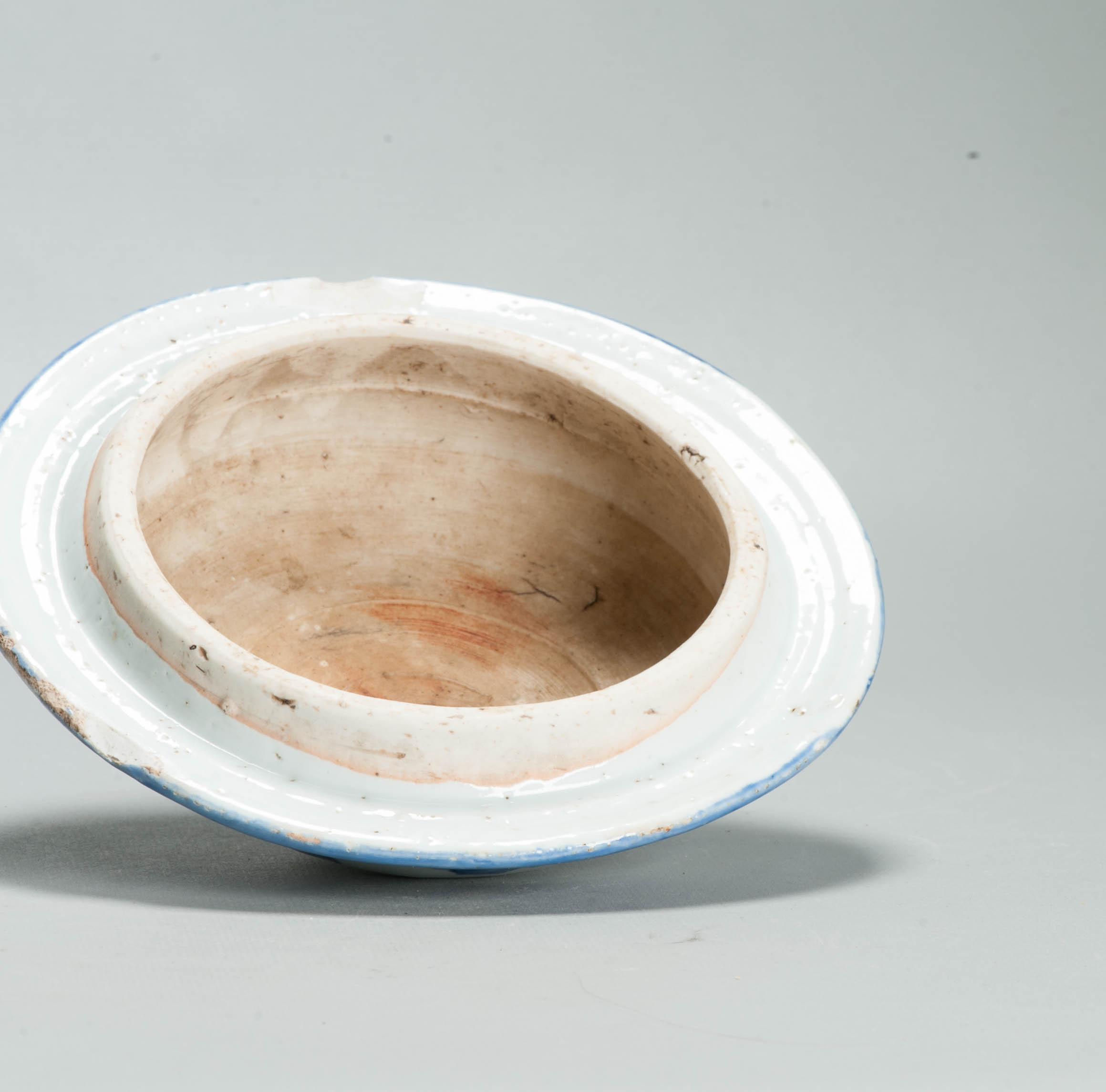 Rare Late Ming Wanli Lid of a Jar Literati scene 17th C Chinese Porcelain Blue and White - Image 6