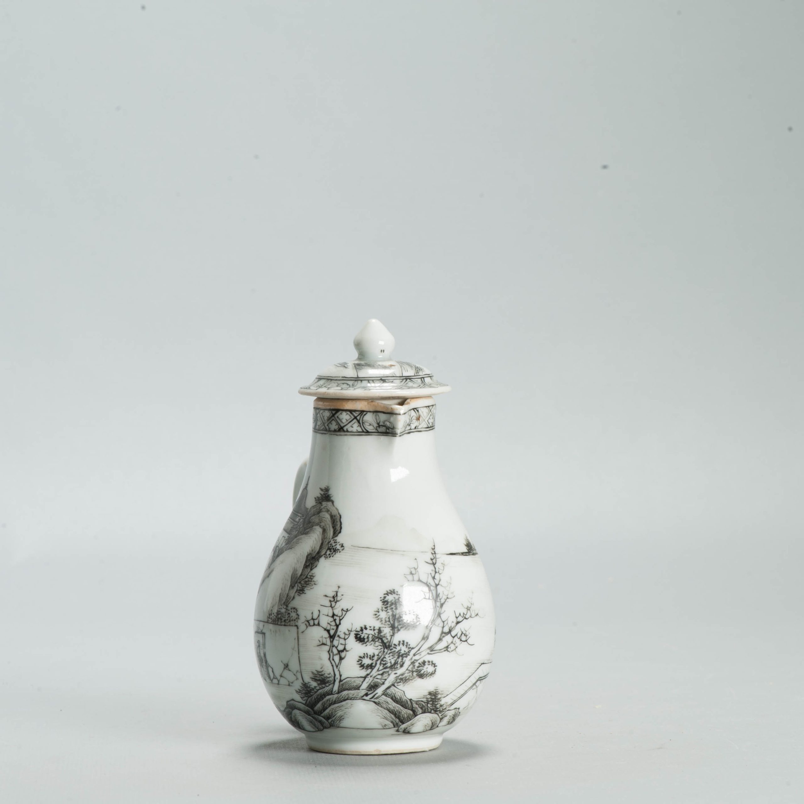 Antique 18C Chinese Encre de Chine Porcelain Landscape Yongzheng Qianlong - Image 8