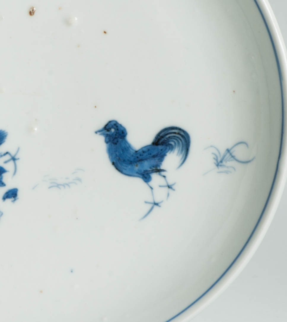 Antique Late Ming 17th c Chinese Porcelain China Dish Roosters - Image 9