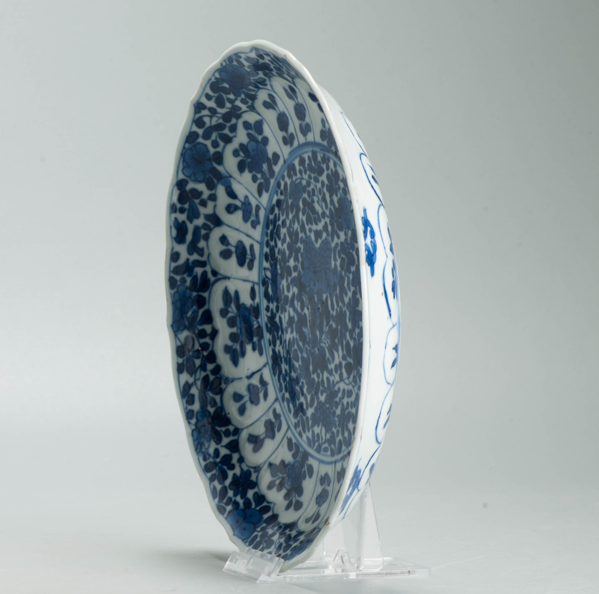 Antique Chinese 1700 Kangxi Blue & White Porcelain Dish Qing Dynasty Marked - Image 11