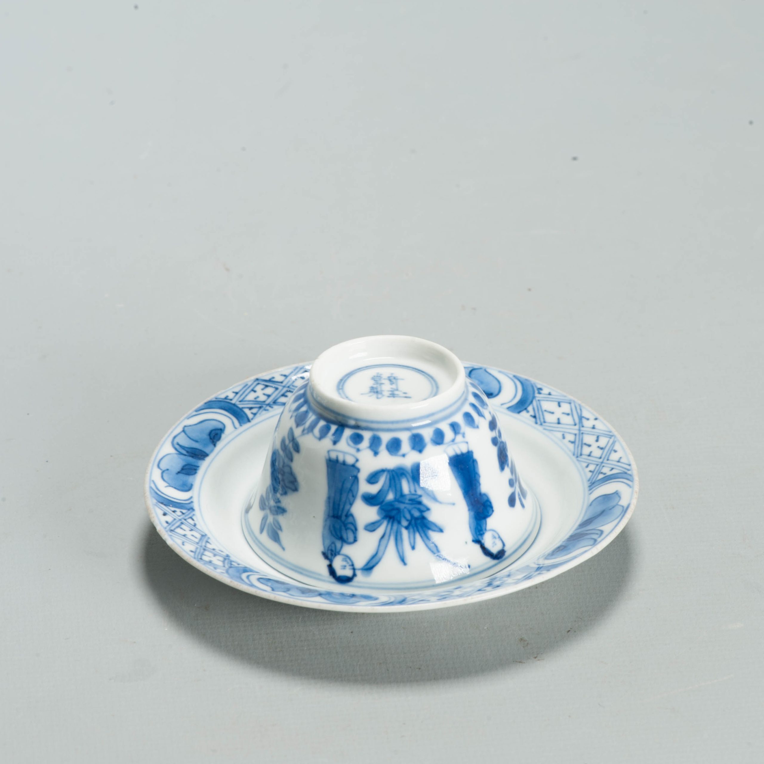 Antique Ca 1700 Chinese Porcelain Tea Set Kangxi Blue White Figural Liza - Image 19