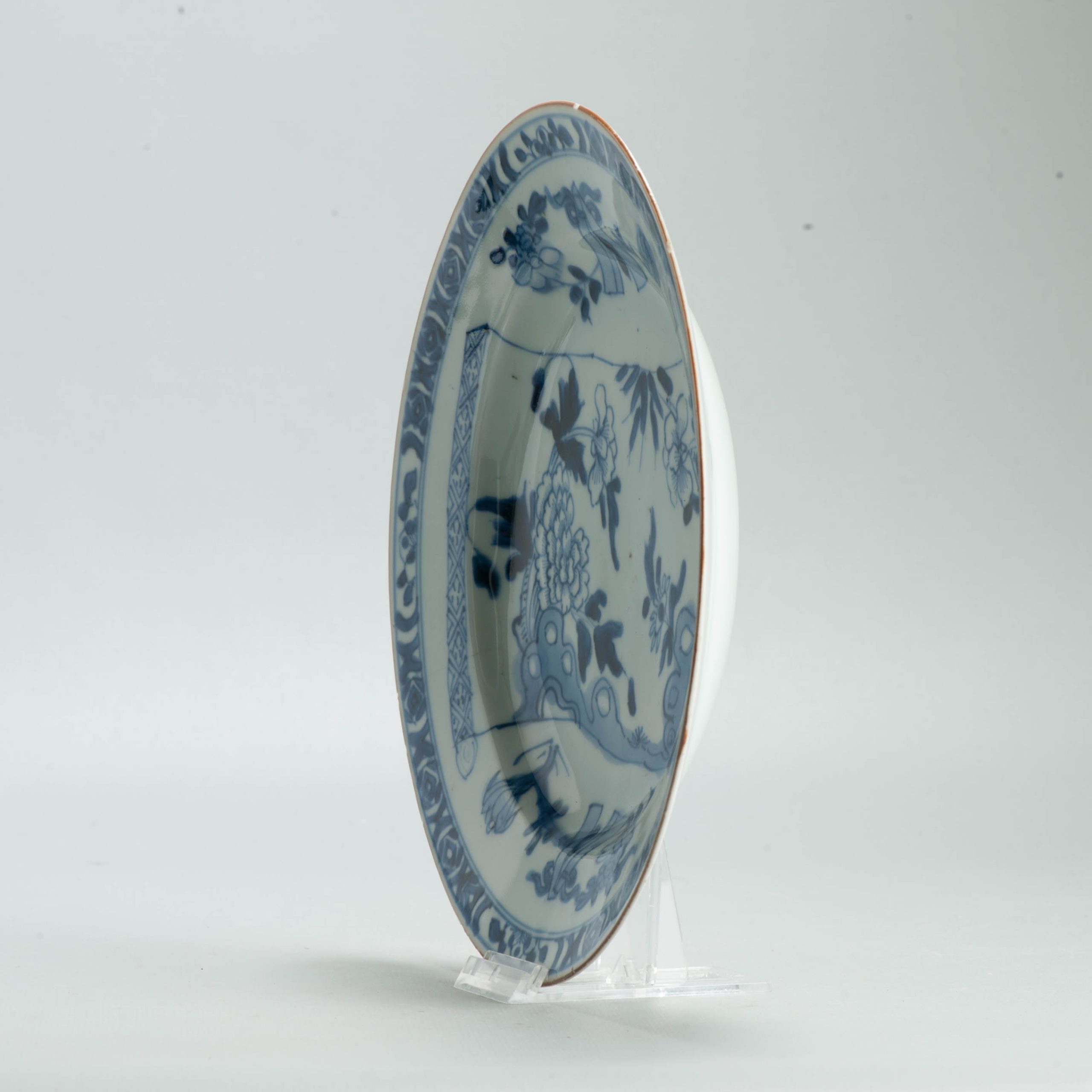 Antique Kangxi Chinese Blue & White Porcelain Dish Flowers Scroll Objects - Image 11